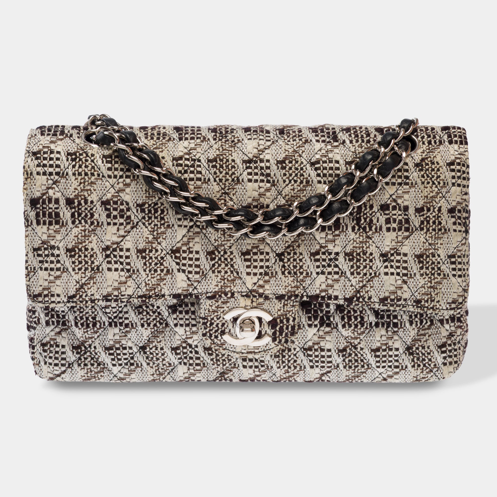 Sac CHANEL Timeless/Classique en Tweed Blanc - 103675