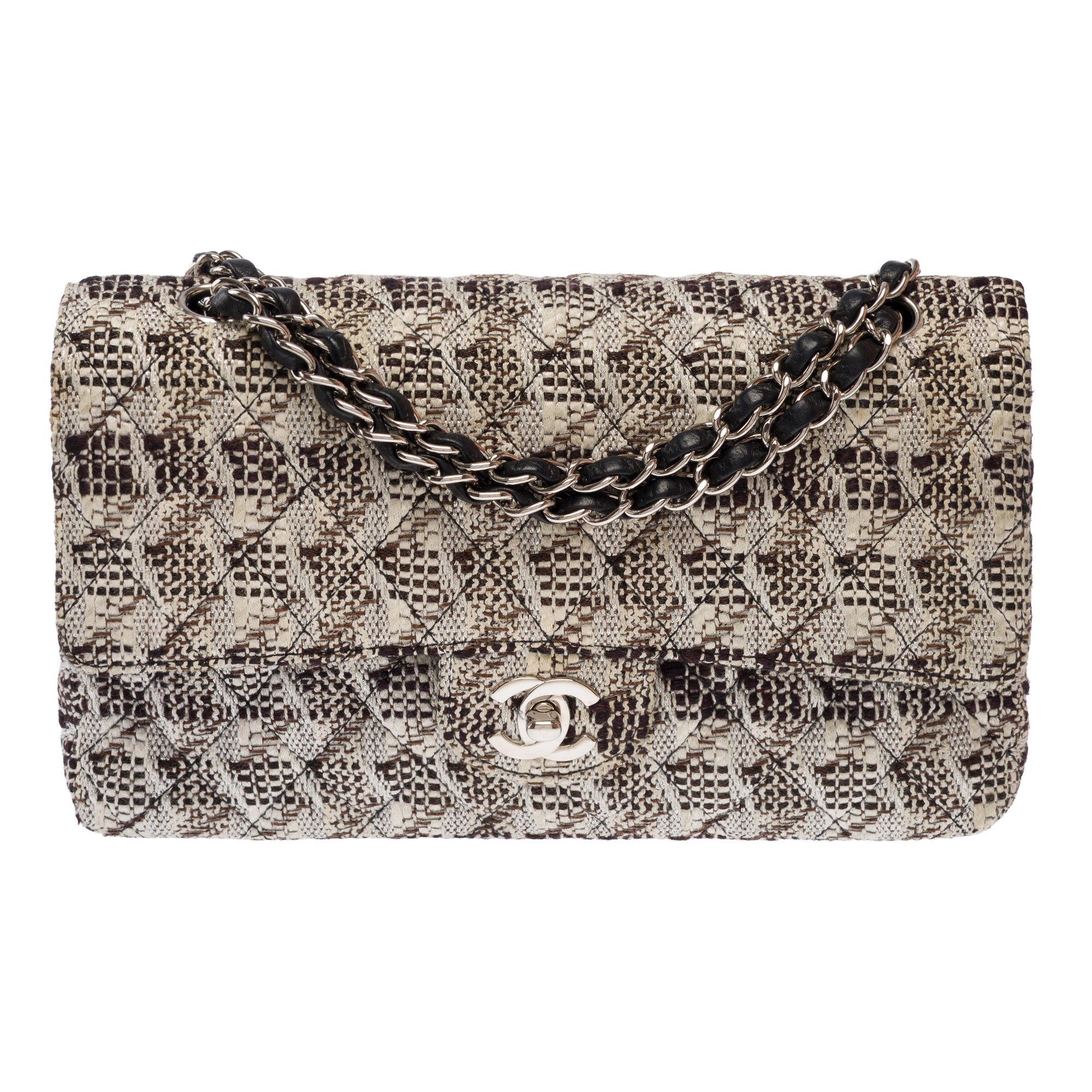 Sac CHANEL Timeless/Classique en Tweed Blanc - 103675