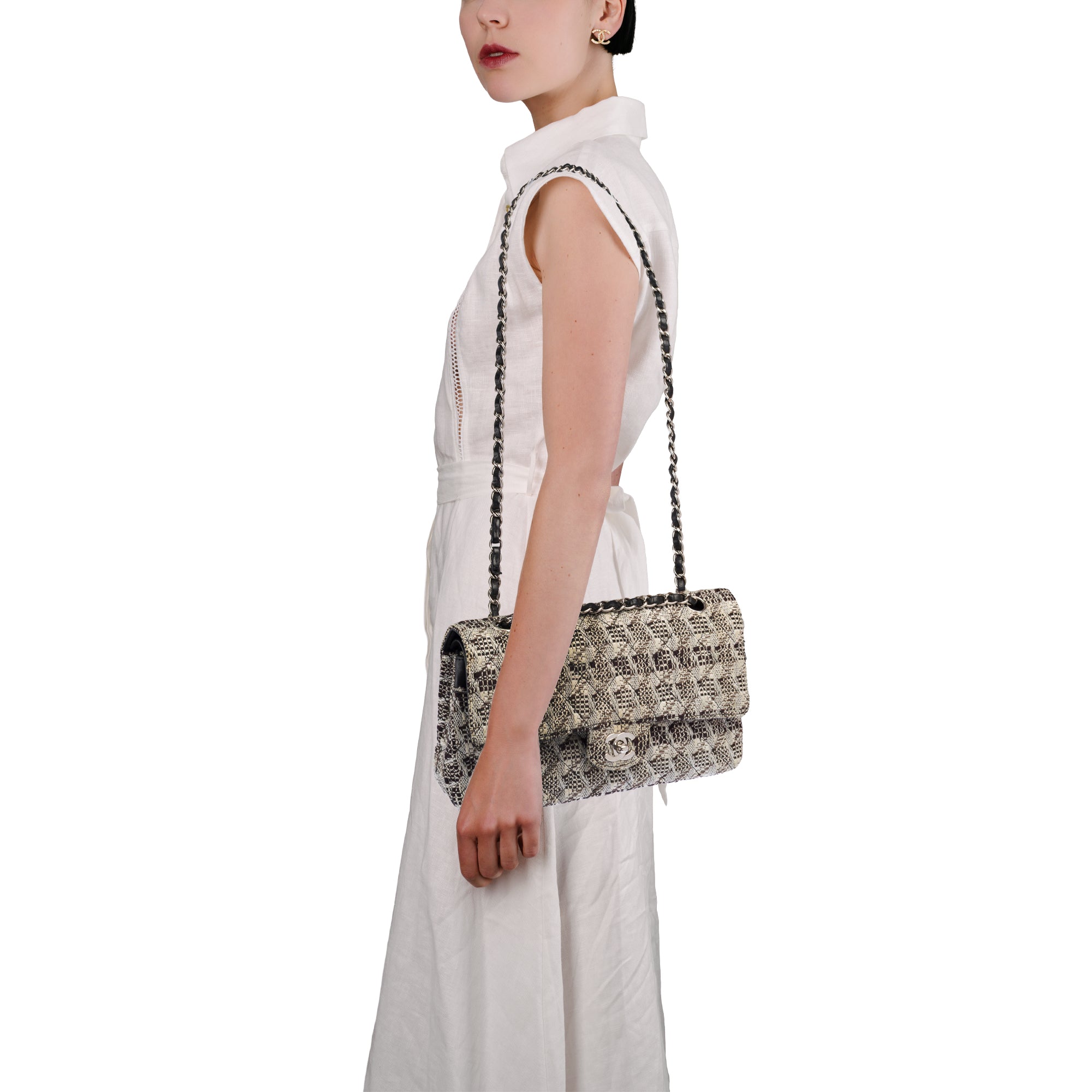 Sac CHANEL Timeless/Classique en Tweed Blanc - 103675