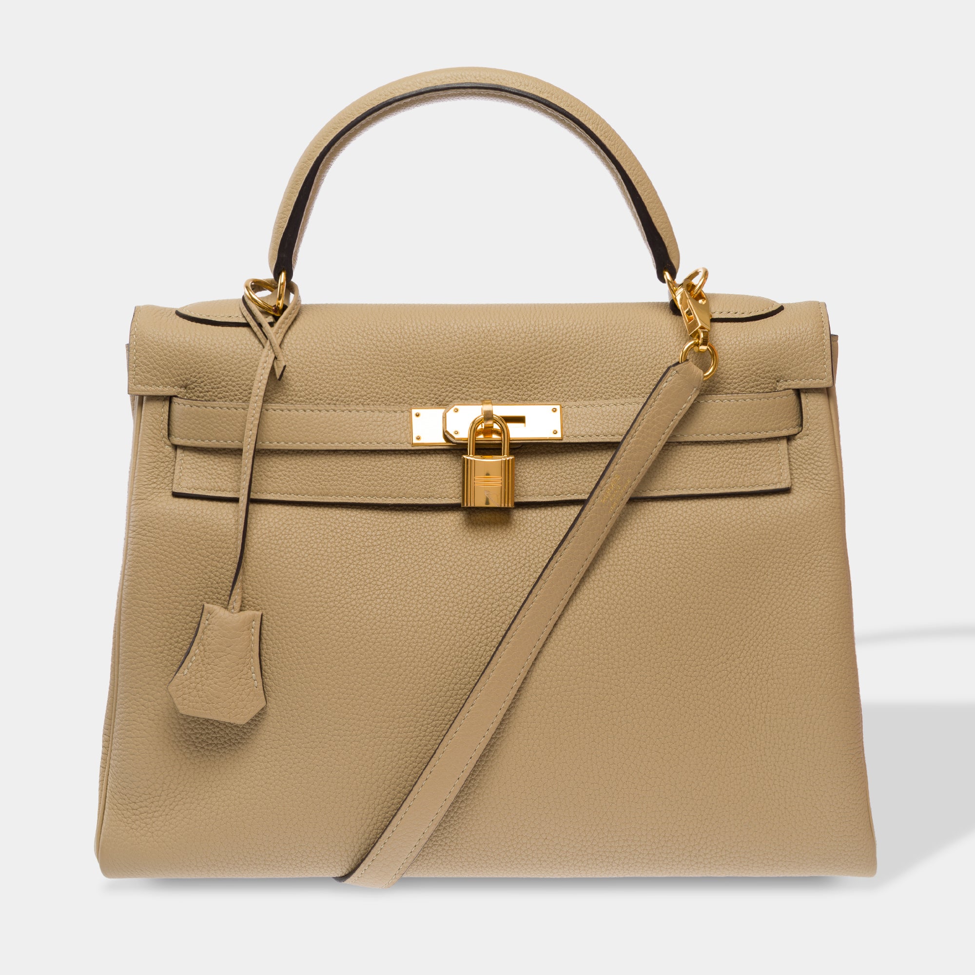 Sac HERMES Kelly 32 en Cuir Beige - 103662