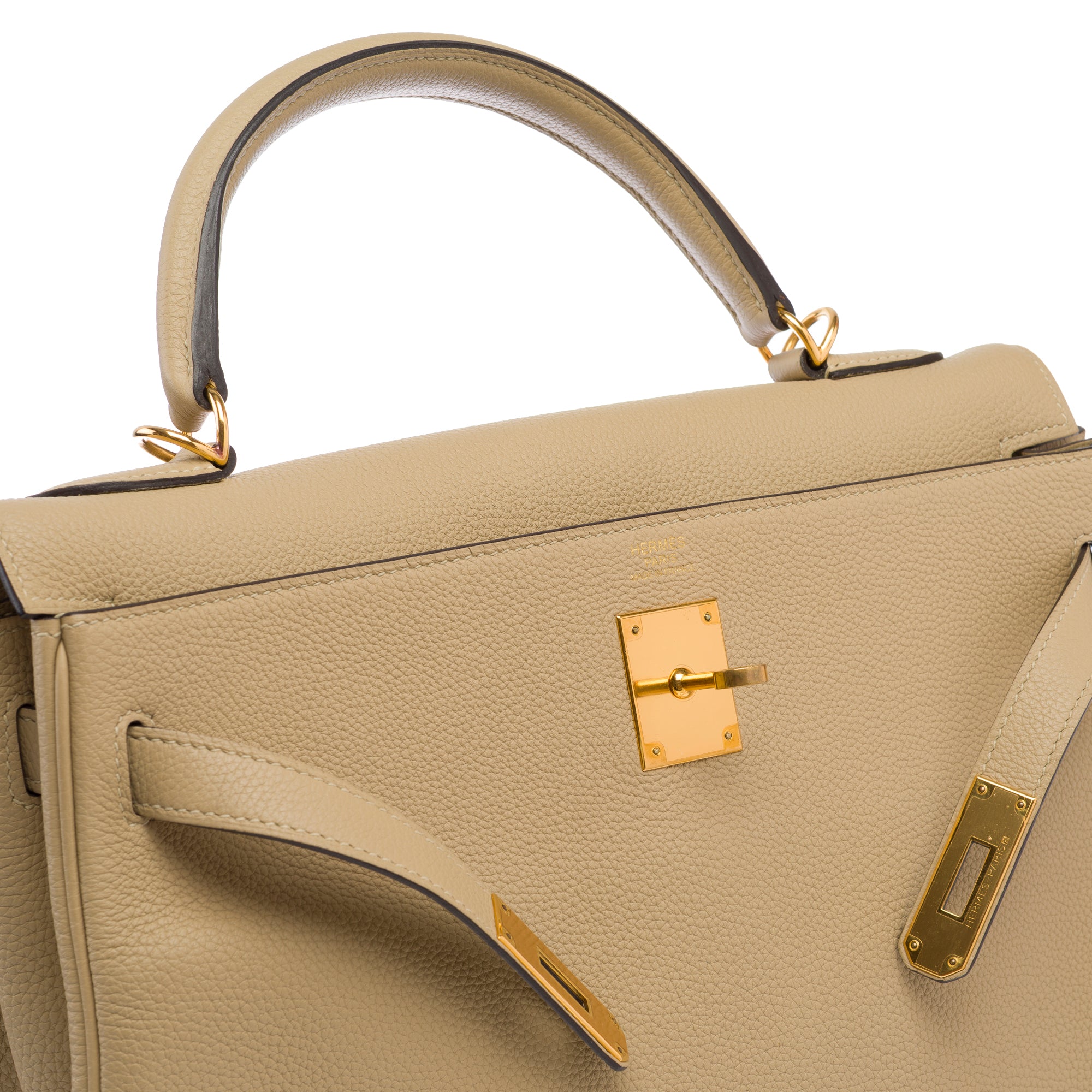 Sac HERMES Kelly 32 en Cuir Beige - 103662