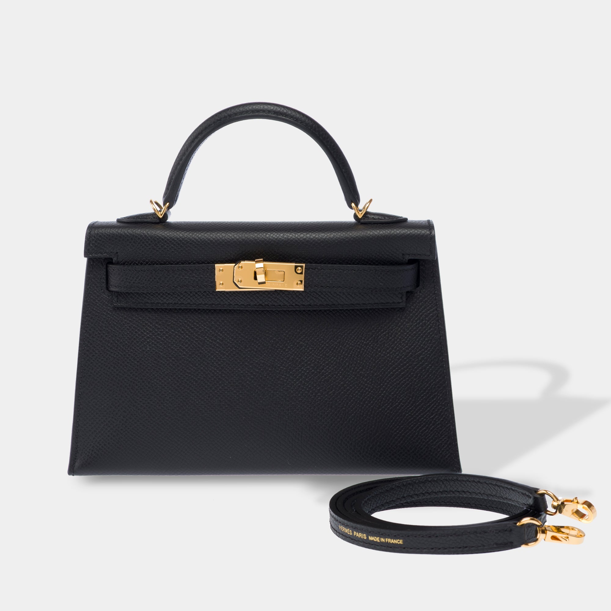 Sac HERMES Kelly Mini en Cuir Noir - 103688