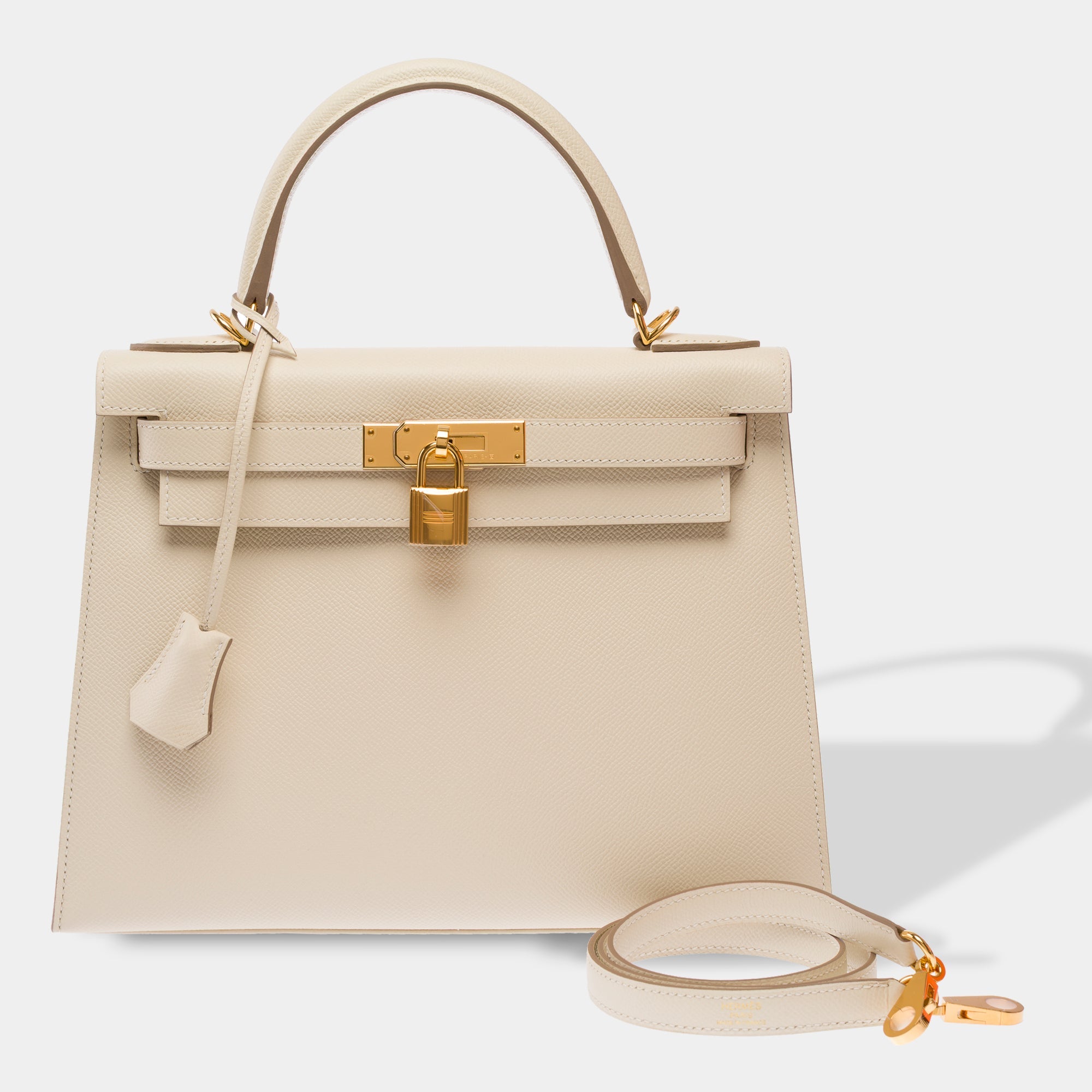 Sac HERMES Kelly 28 en Cuir Blanc - 103686