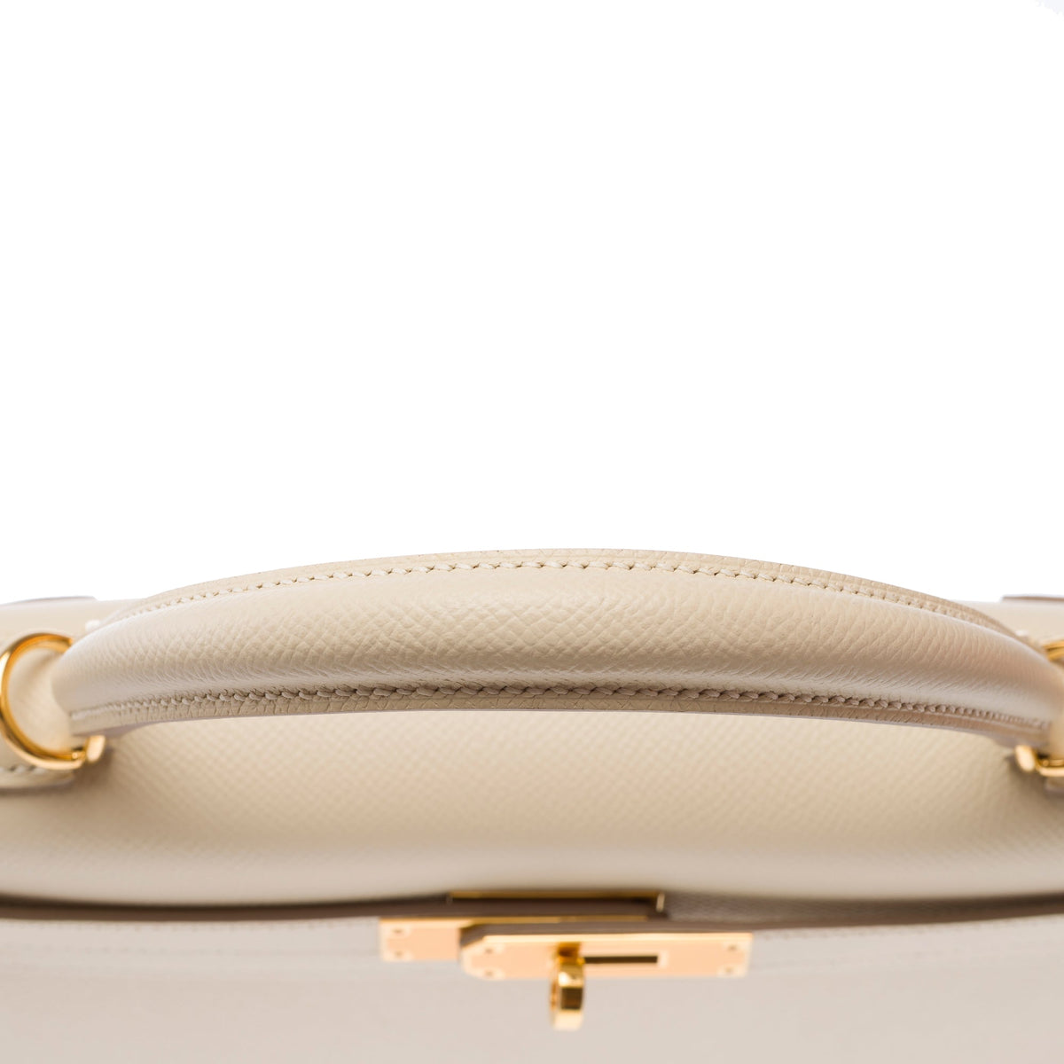Sac HERMES Kelly 28 en Cuir Blanc - 103686