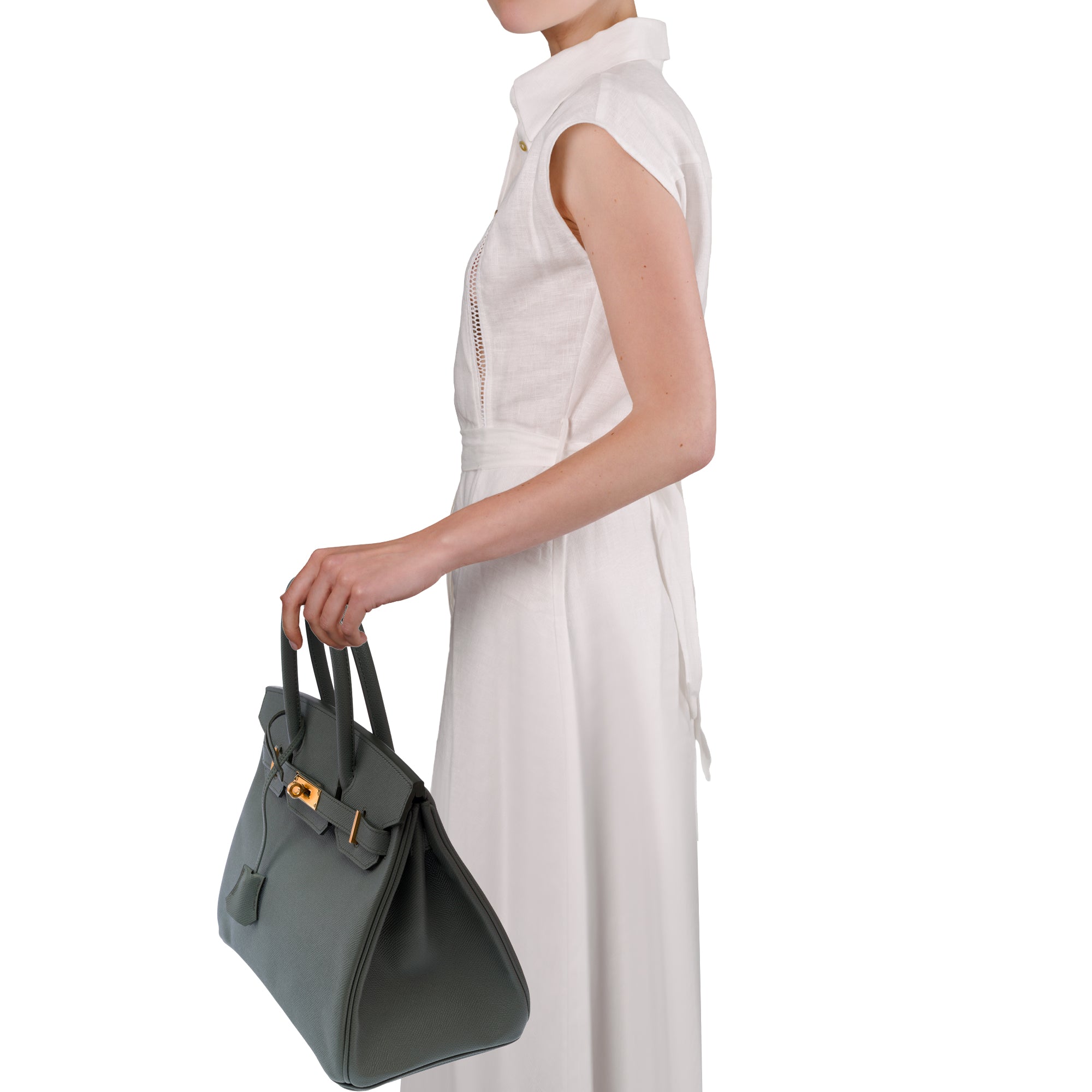 Sac HERMES Birkin 30 en Cuir Vert - 103692