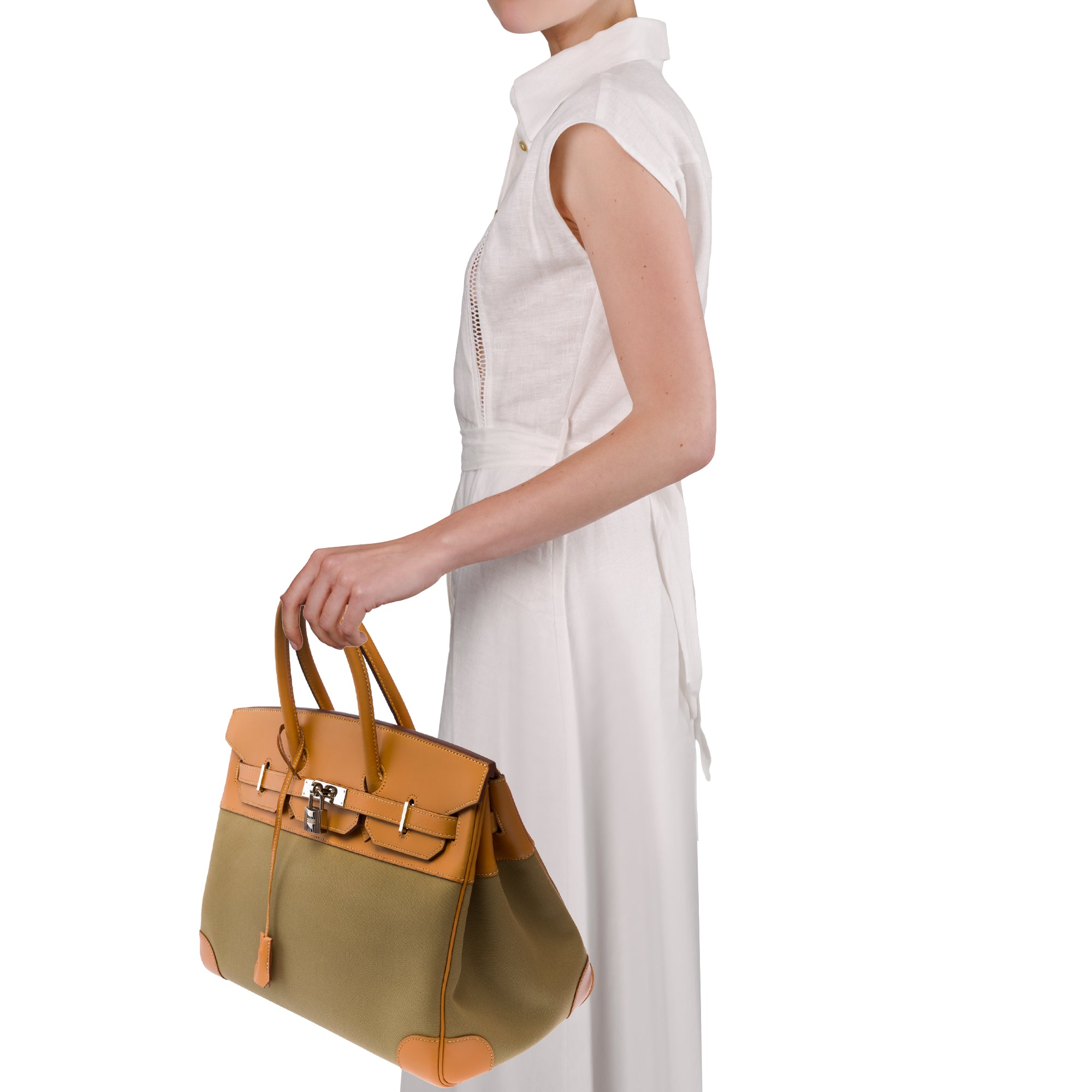 Sac HERMES Birkin 35 en Toile Vert - 103699
