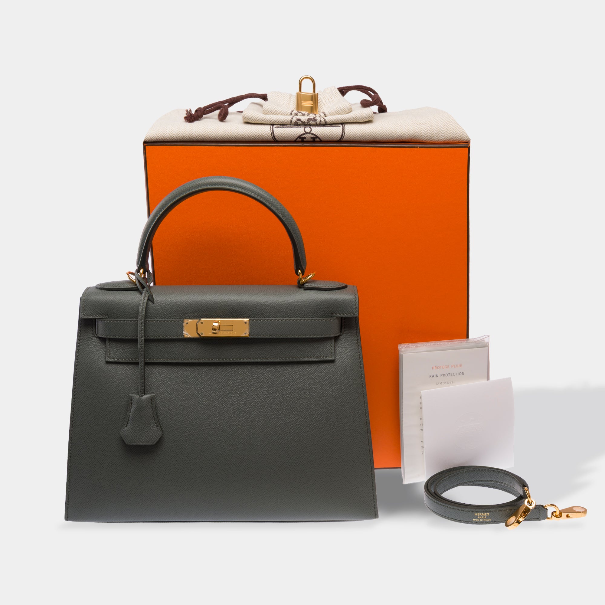 Sac HERMES Kelly 28 en Cuir Vert - 103701
