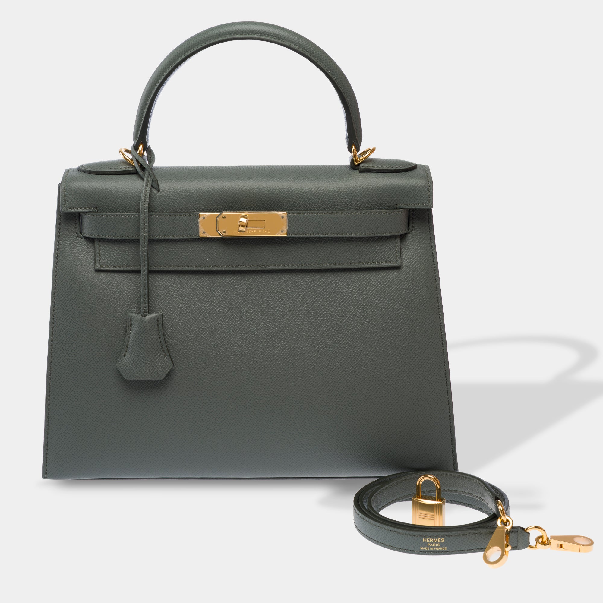 Sac HERMES Kelly 28 en Cuir Vert - 103701