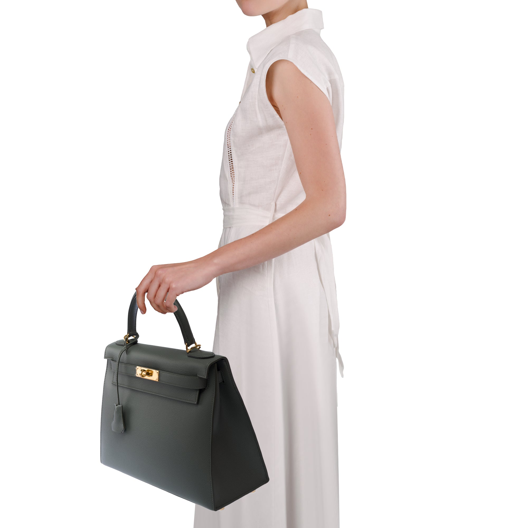 Sac HERMES Kelly 28 en Cuir Vert - 103701