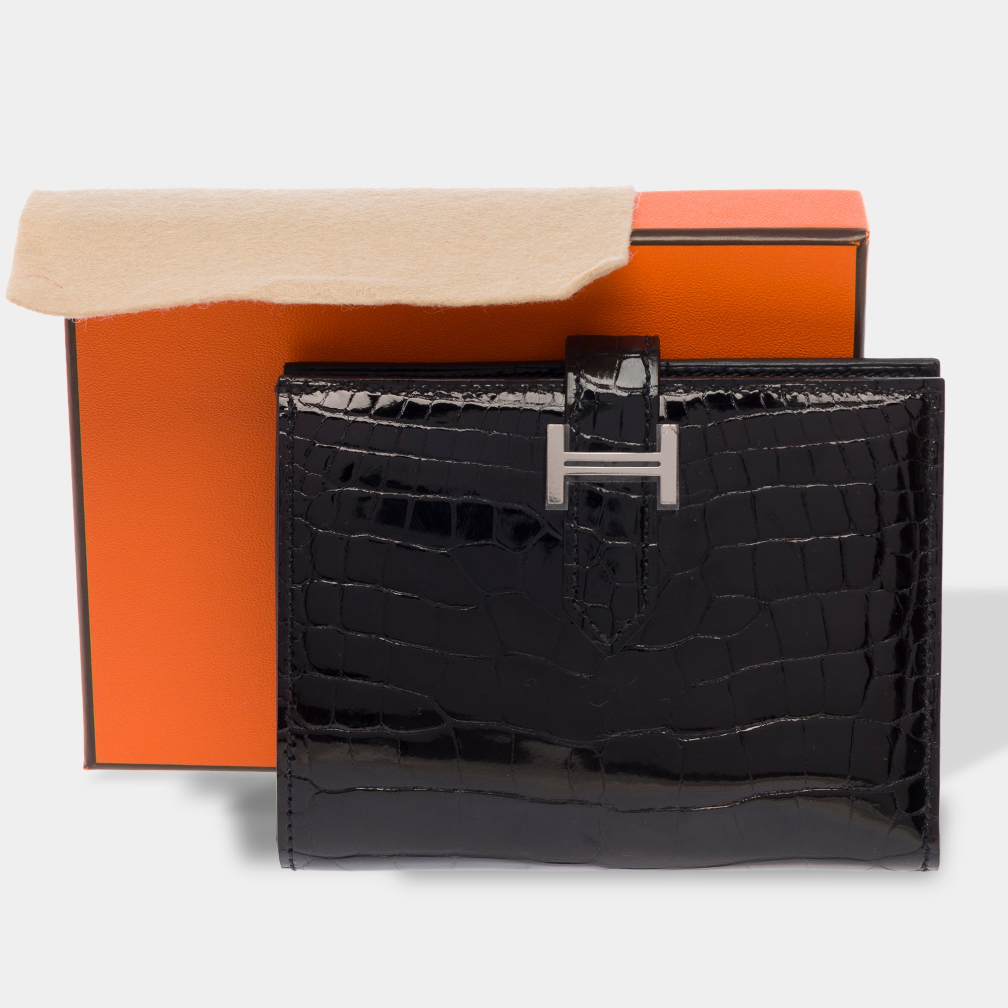 Accessoire HERMES Bearn en Cuirs exotiques Noir - 103690