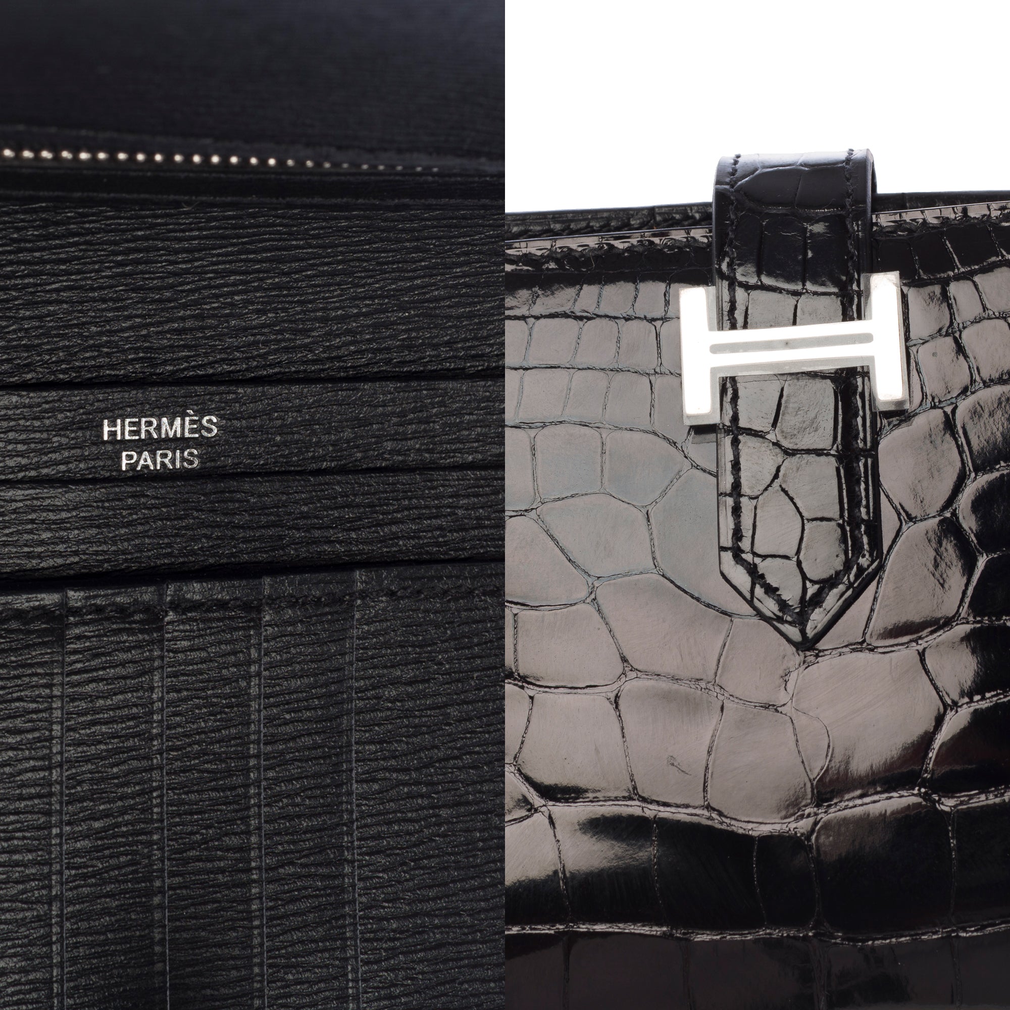 Accessoire HERMES Bearn en Cuirs exotiques Noir - 103690