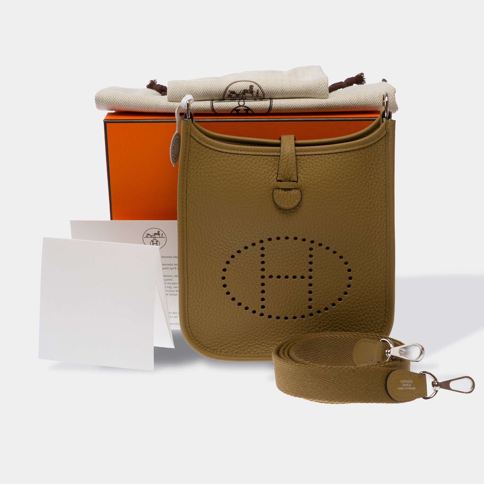 Sac HERMES Mini Evelyne en Cuir Beige - 103710
