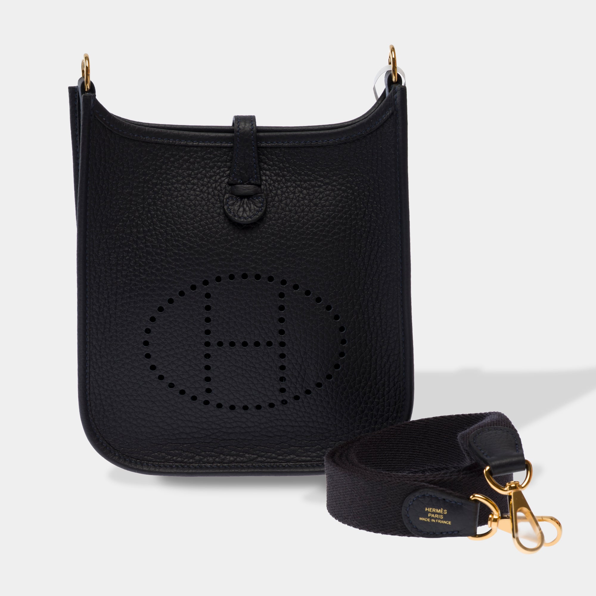 Sac HERMES Mini Evelyne en Cuir Bleu Marine - 103712