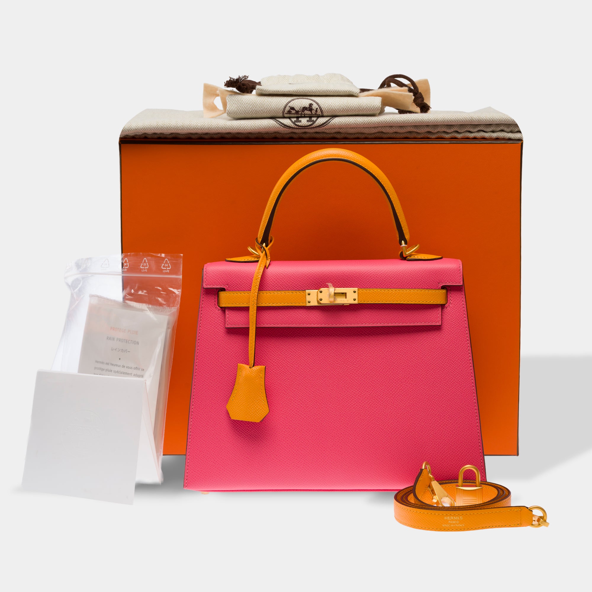 Sac HERMES Kelly 25 en Cuir Rose - 103713