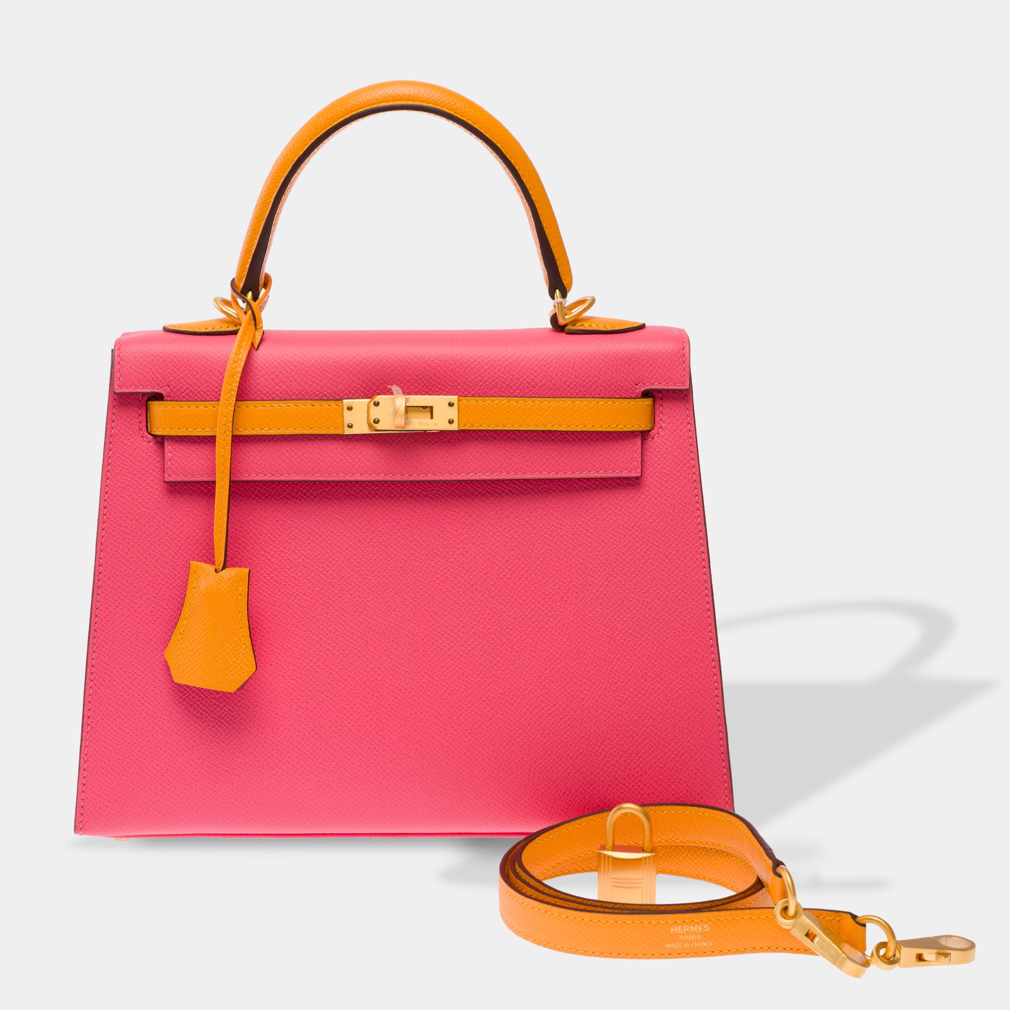 Sac HERMES Kelly 25 en Cuir Rose - 103713