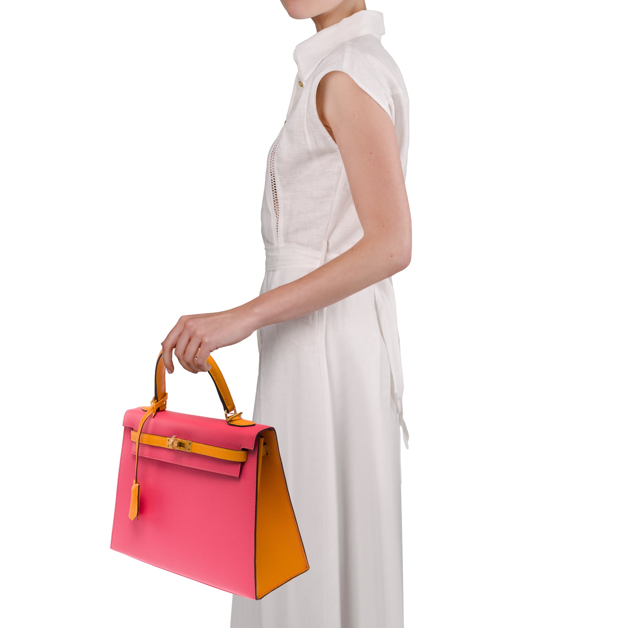 Sac HERMES Kelly 25 en Cuir Rose - 103713