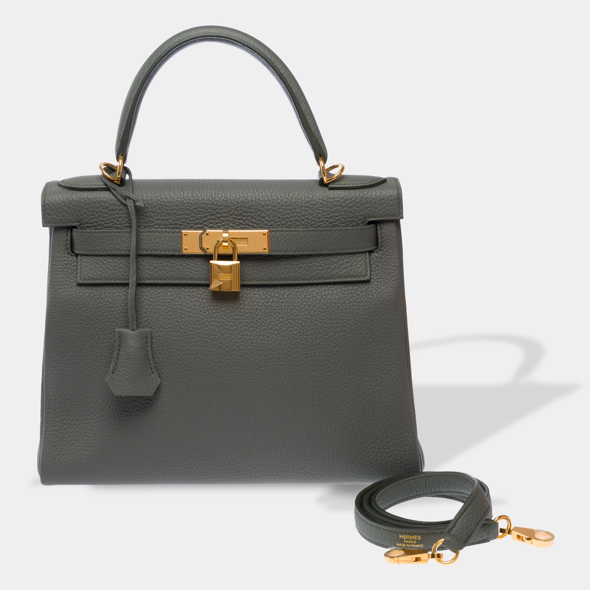 Sac HERMES Kelly 28 en Cuir Gris - 103696