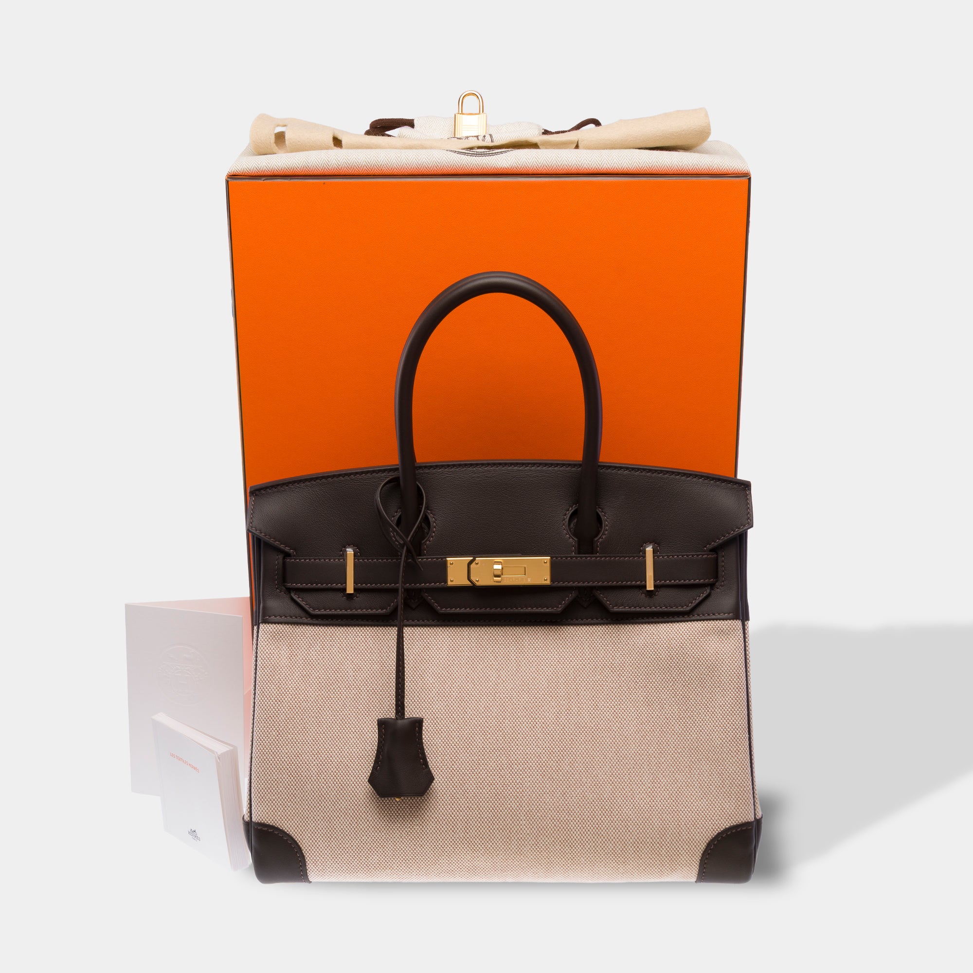 Sac HERMES Birkin 30 en Toile Blanc - 103714