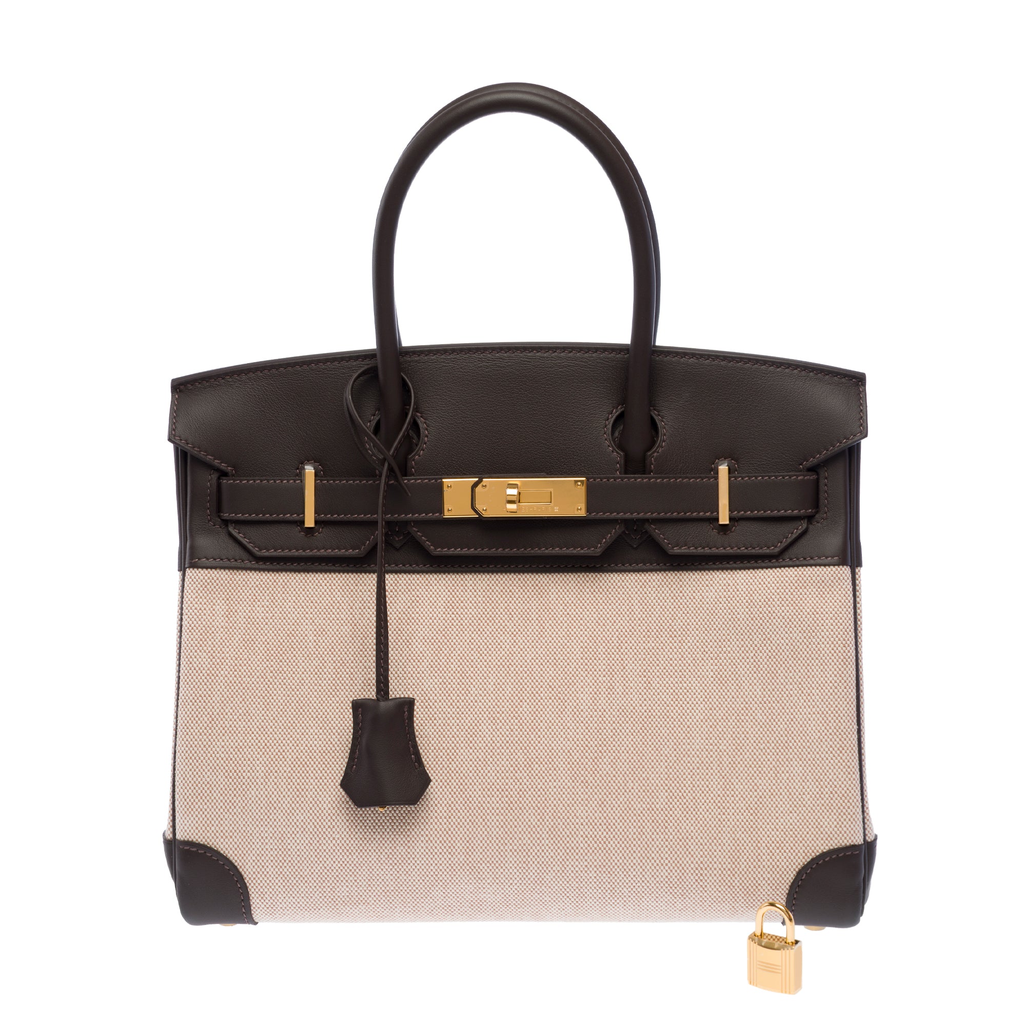 Sac HERMES Birkin 30 en Toile Blanc - 103714