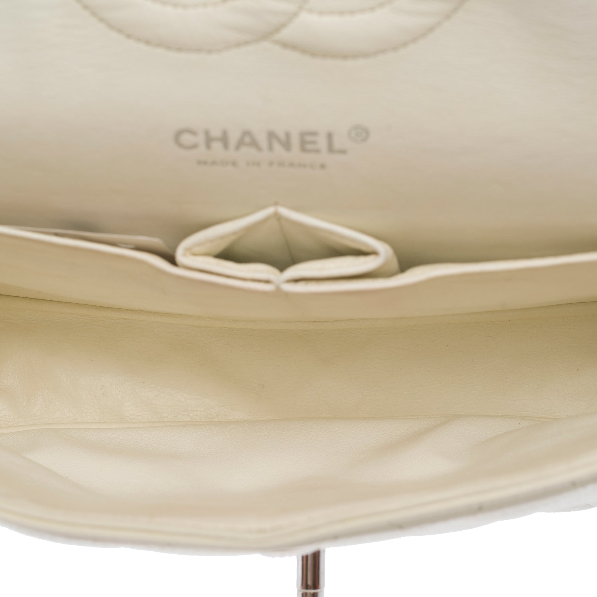 Sac CHANEL Timeless/Classique en Cuir Blanc - 103719