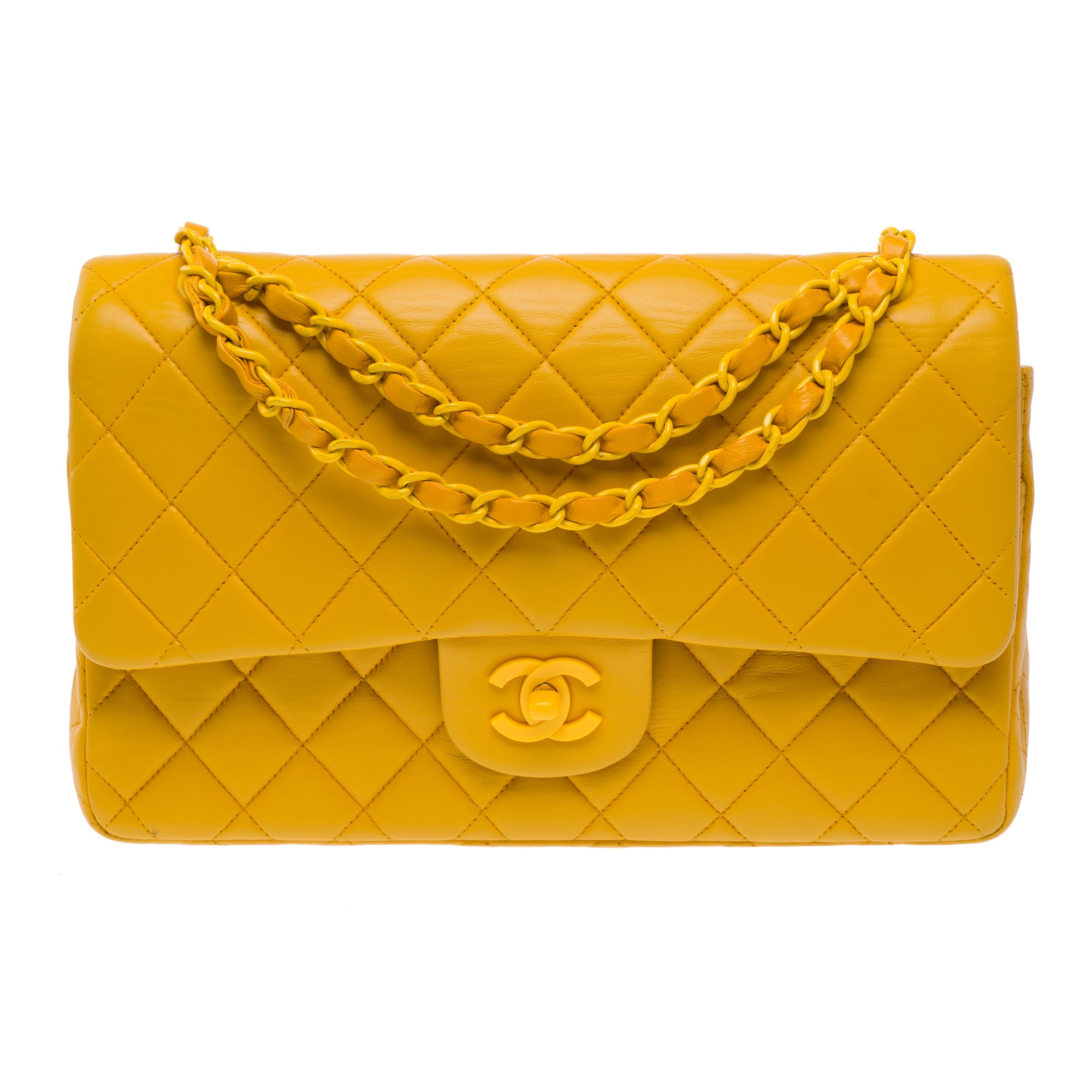 Sac CHANEL Timeless/Classique en Cuir Jaune - 103743