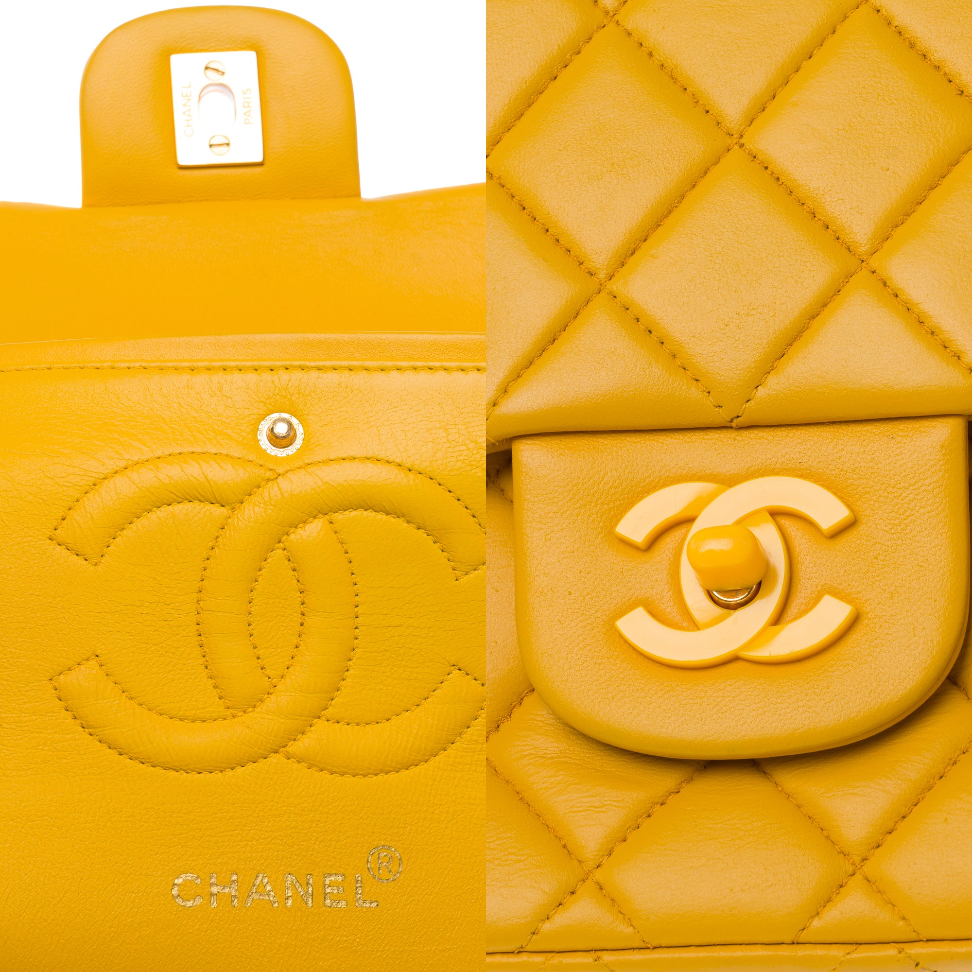Sac CHANEL Timeless/Classique en Cuir Jaune - 103743