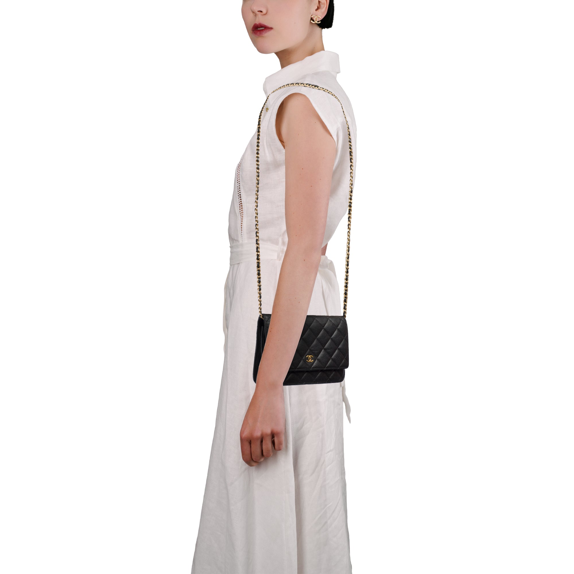Sac CHANEL Wallet on Chain en Cuir Noir - 103721