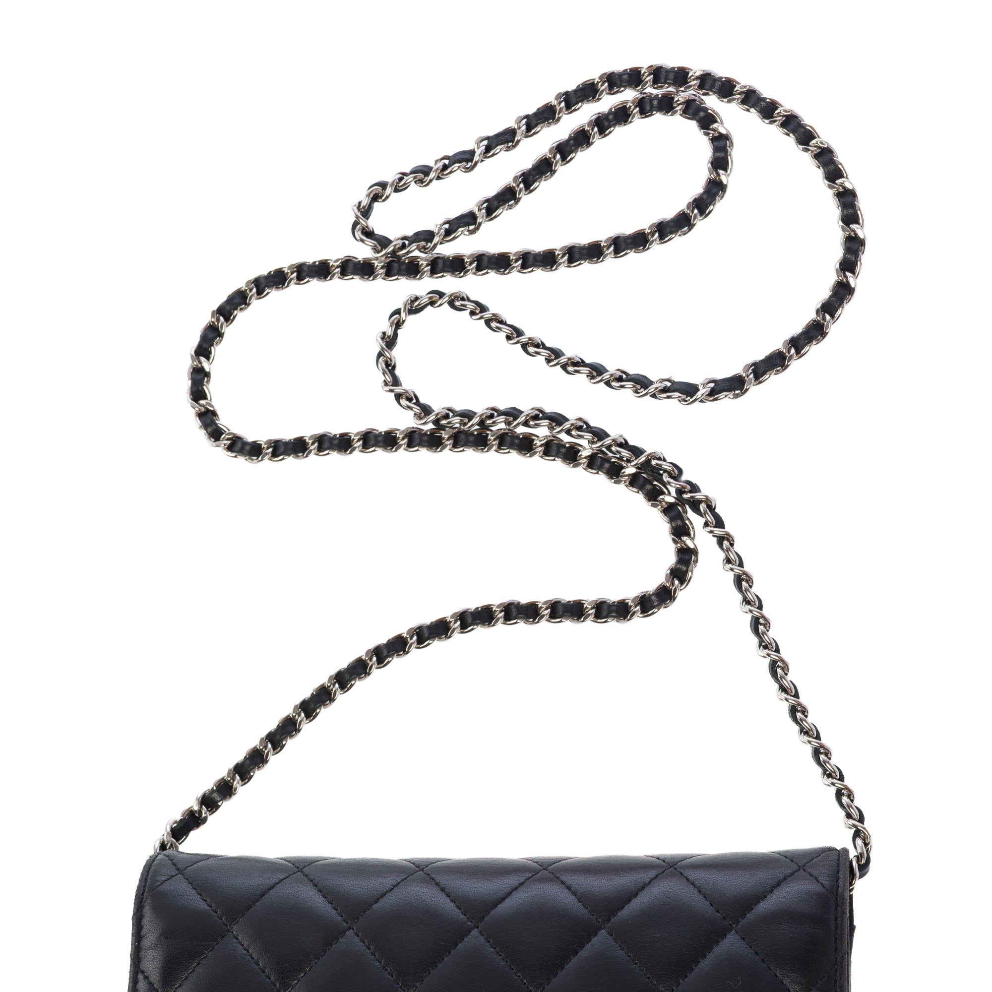 Sac CHANEL Wallet on Chain en Cuir Noir - 103722