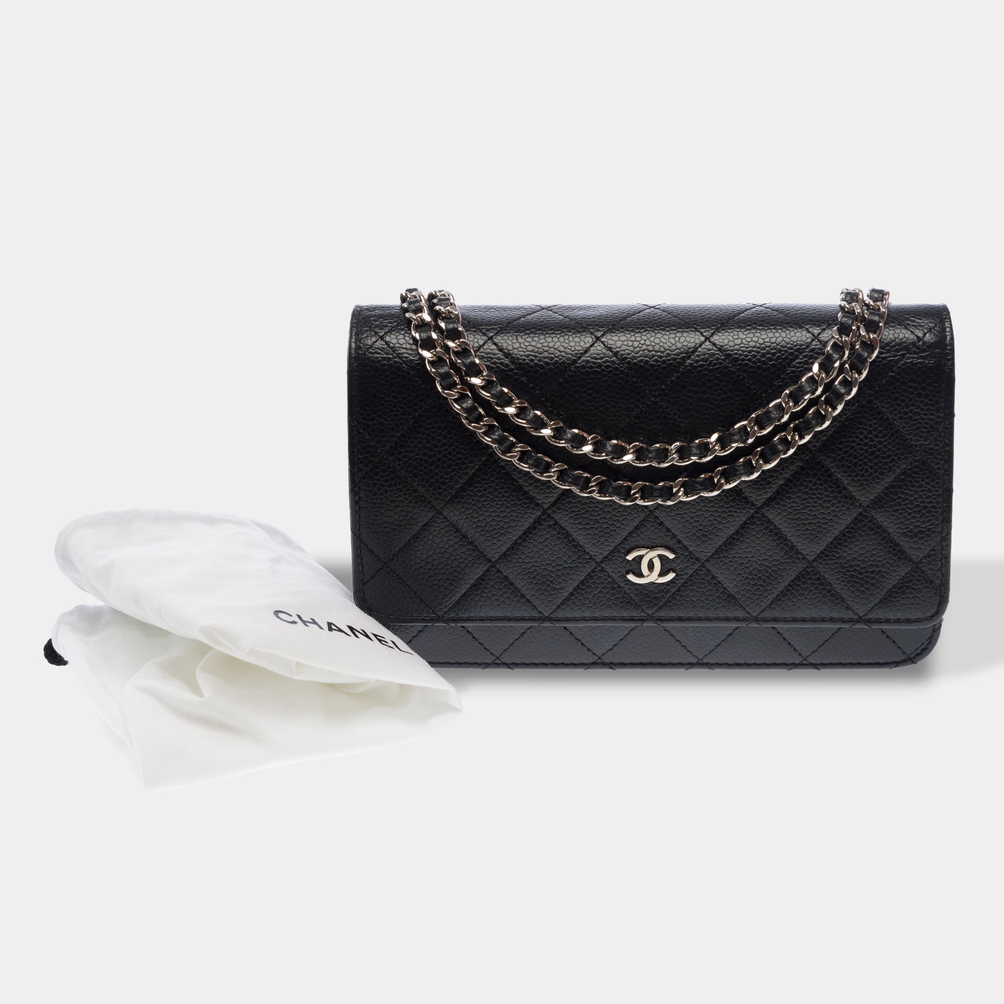 Sac CHANEL Wallet on Chain en Cuir Noir - 103736