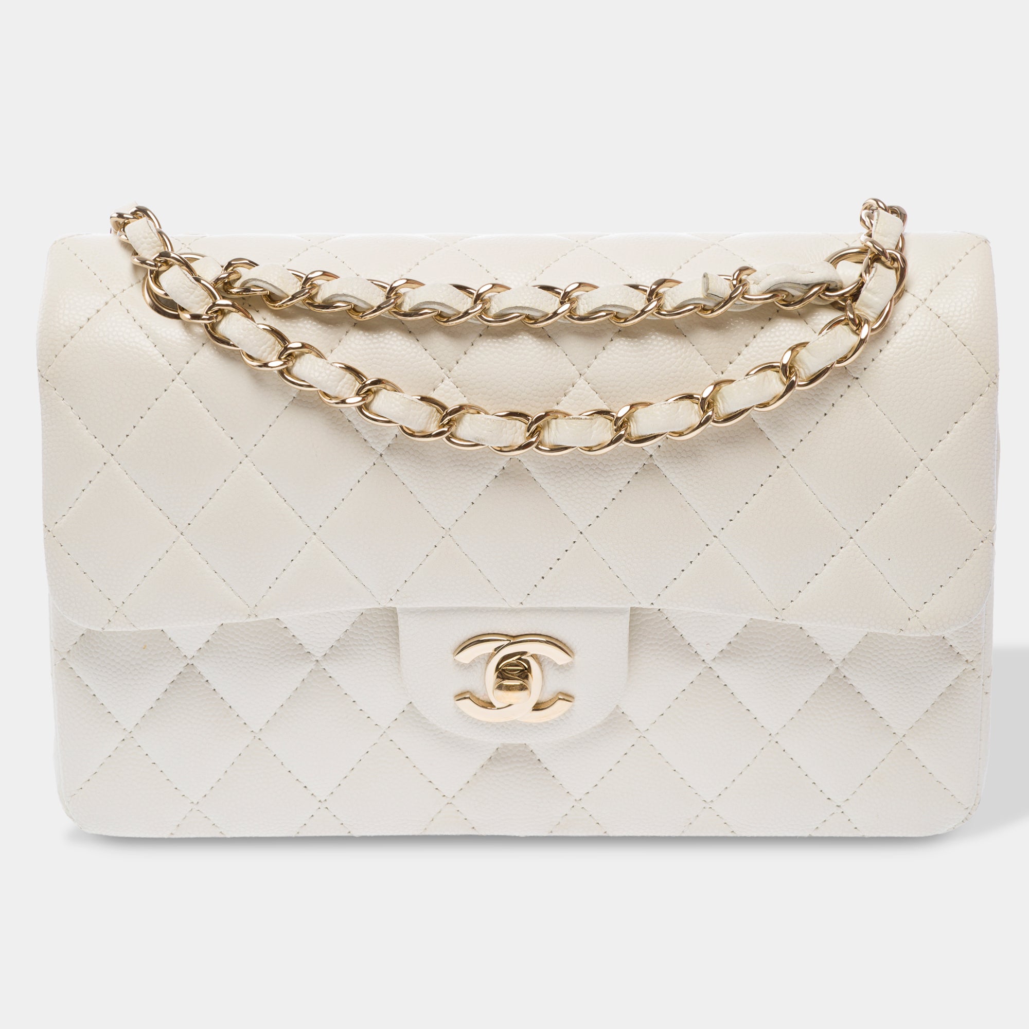 Sac CHANEL Timeless/Classique en Cuir Blanc - 103729