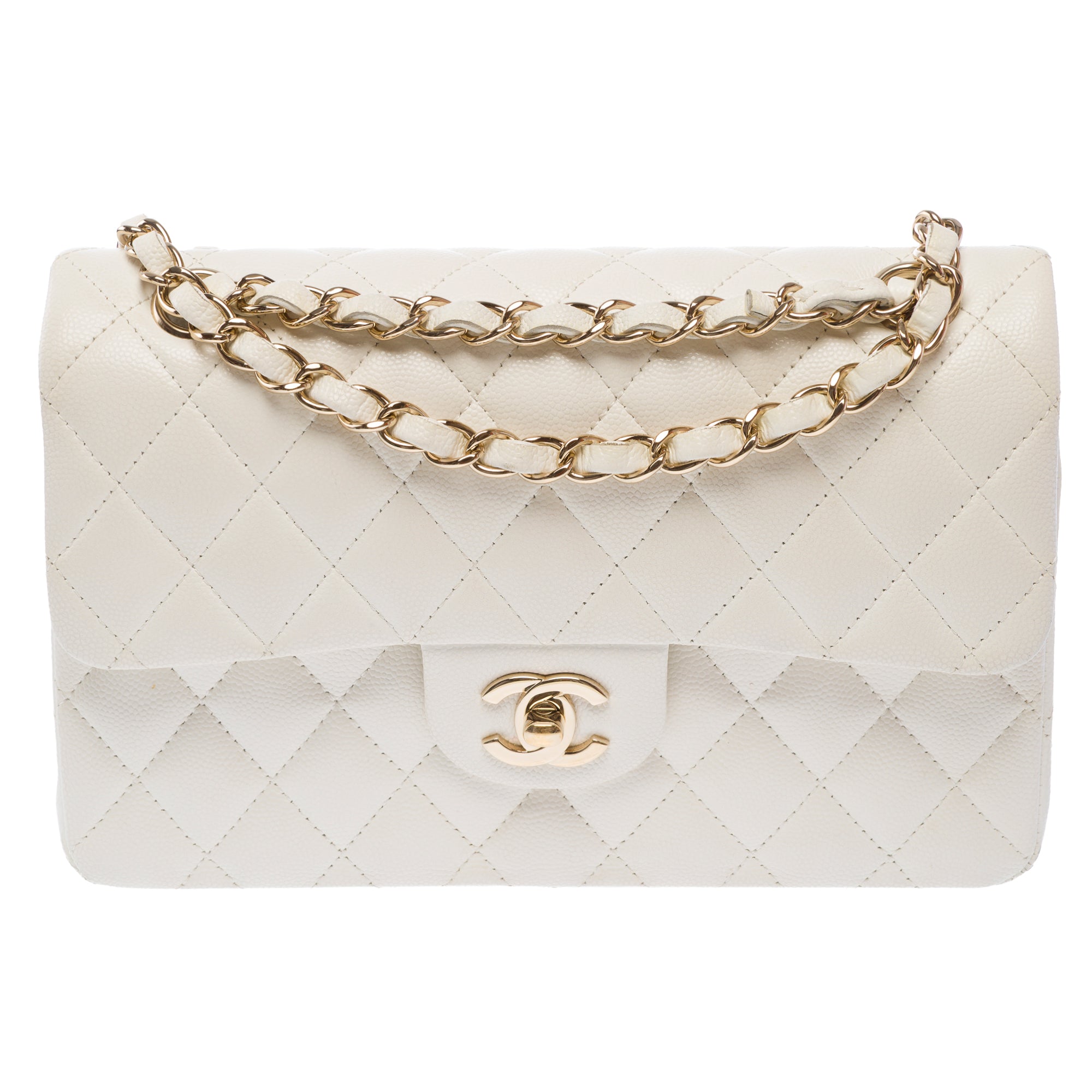 Sac CHANEL Timeless/Classique en Cuir Blanc - 103729