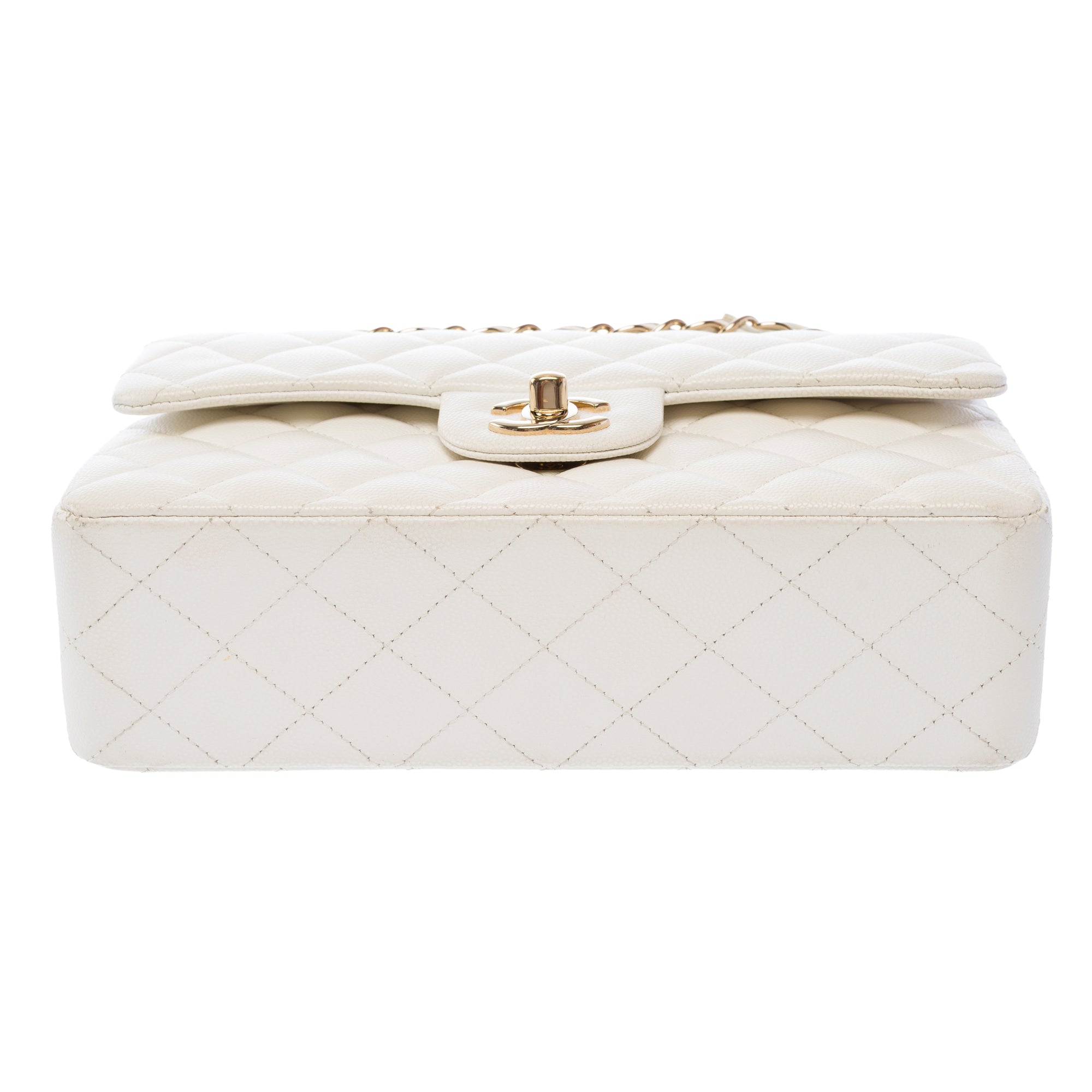 Sac CHANEL Timeless/Classique en Cuir Blanc - 103729