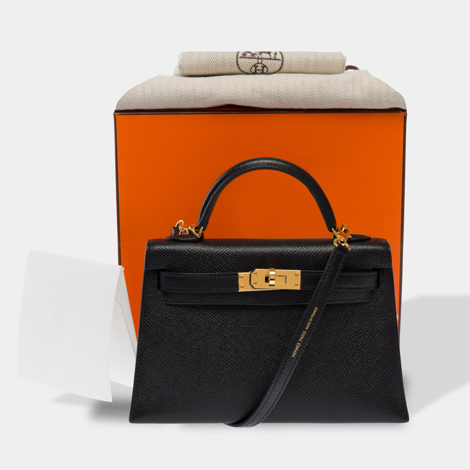 Sac HERMES Kelly Mini en Cuir Noir - 103748