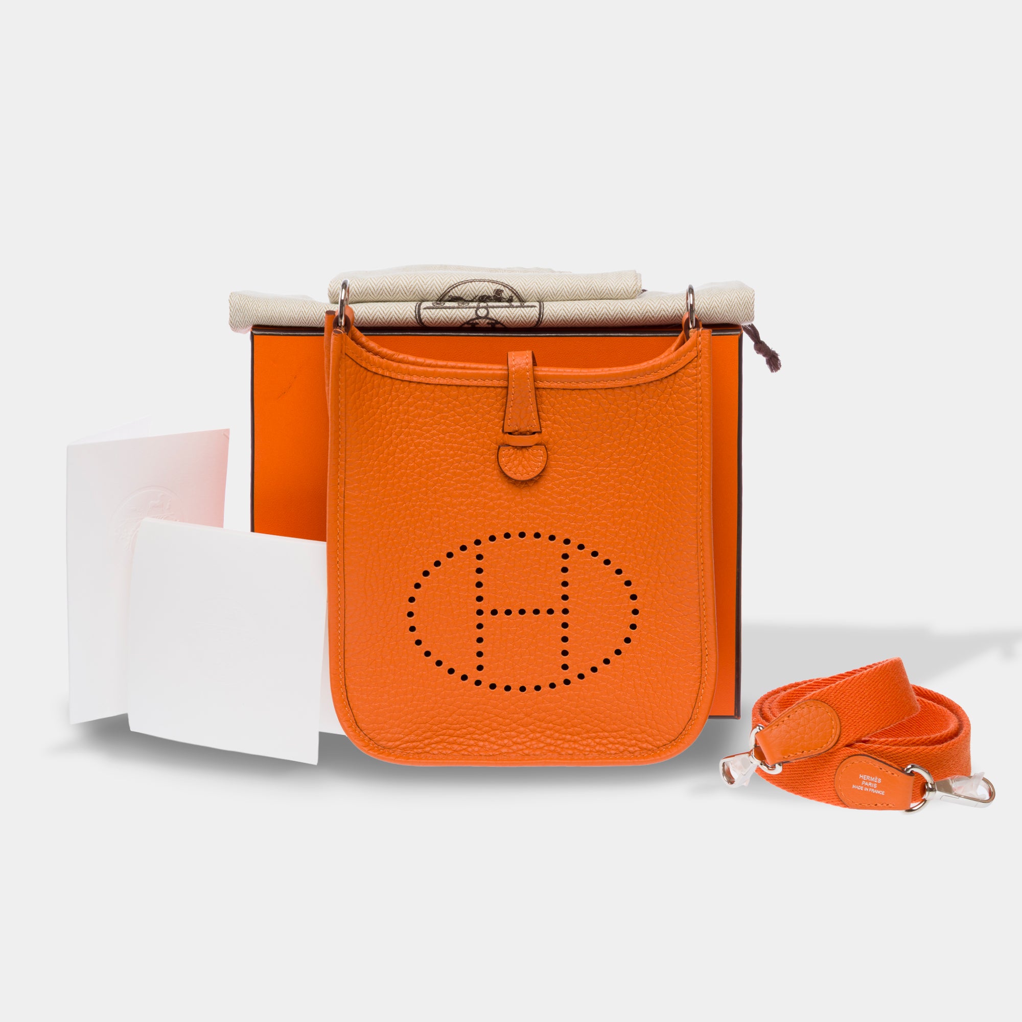 Sac HERMES Mini Evelyne en Cuir Orange - 103764
