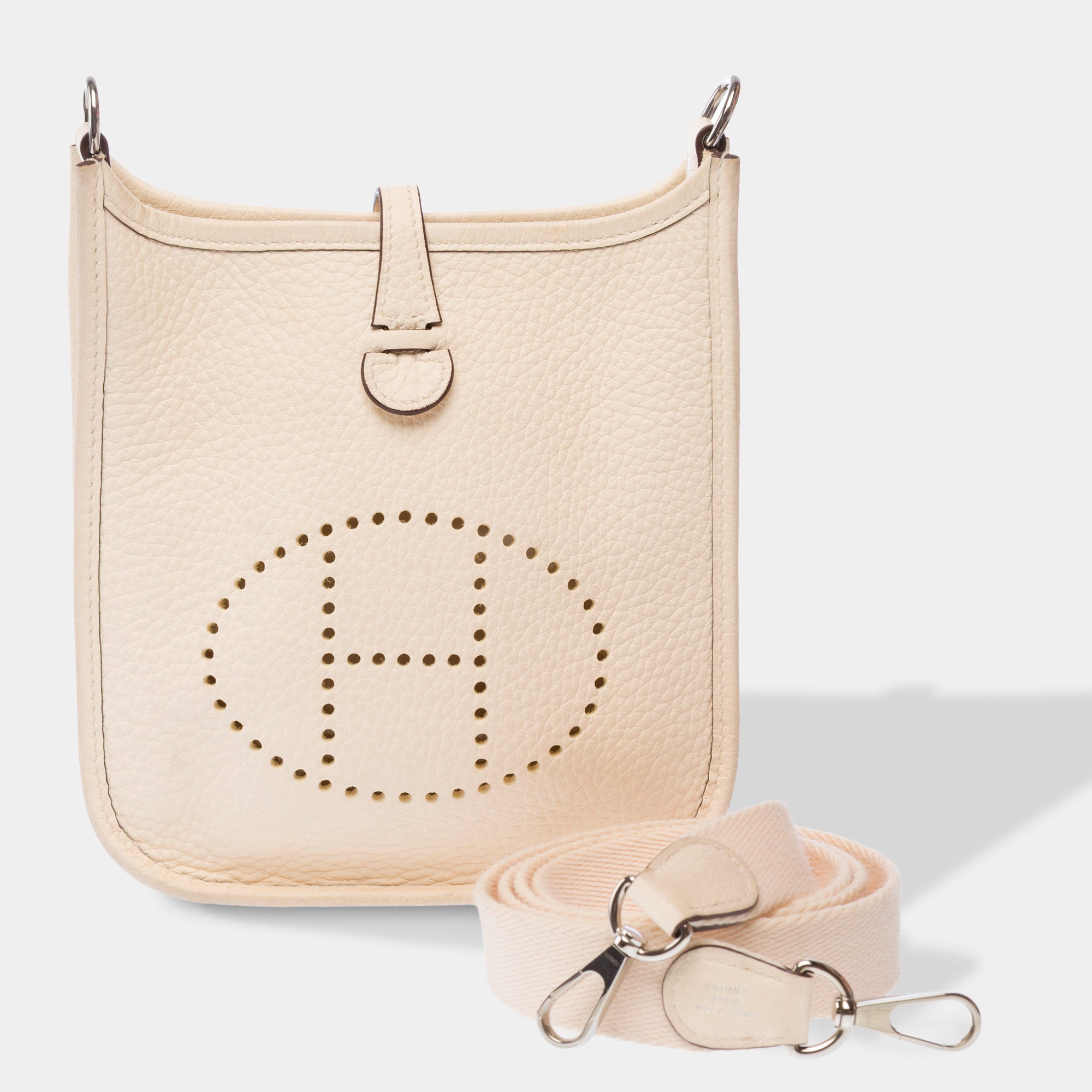 Sac HERMES Mini Evelyne en Cuir Blanc - 103768