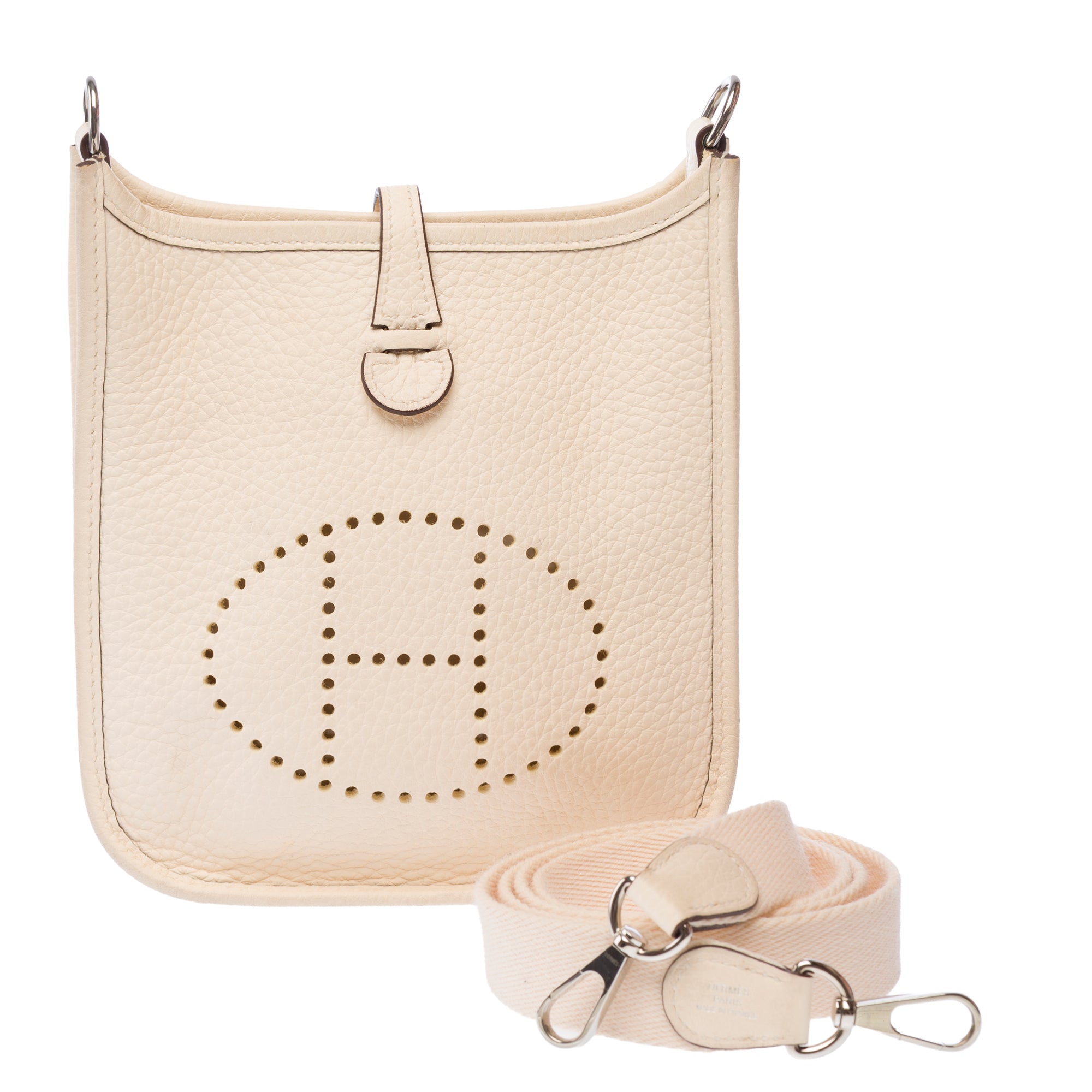Sac HERMES Mini Evelyne en Cuir Blanc - 103768