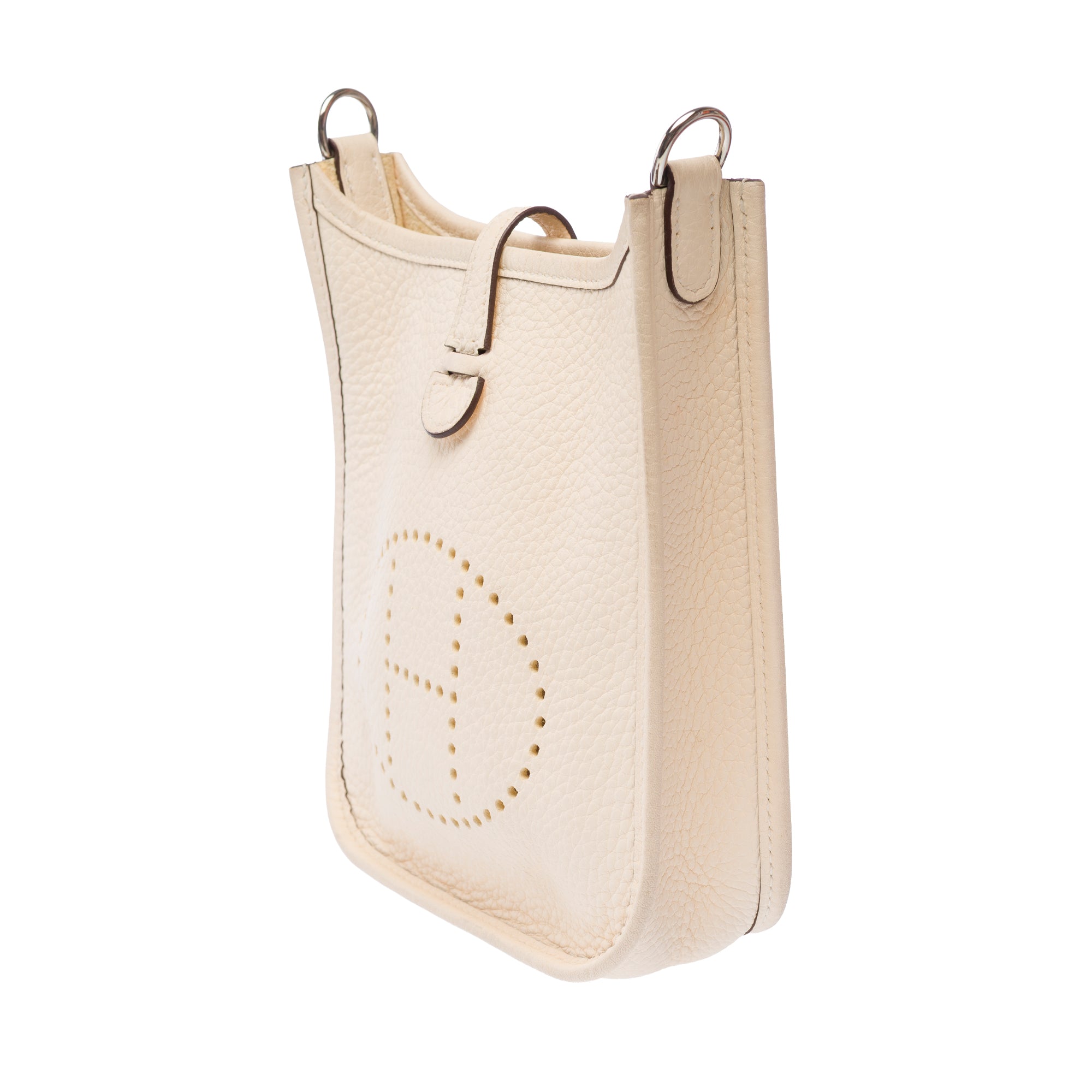 Sac HERMES Mini Evelyne en Cuir Blanc - 103768