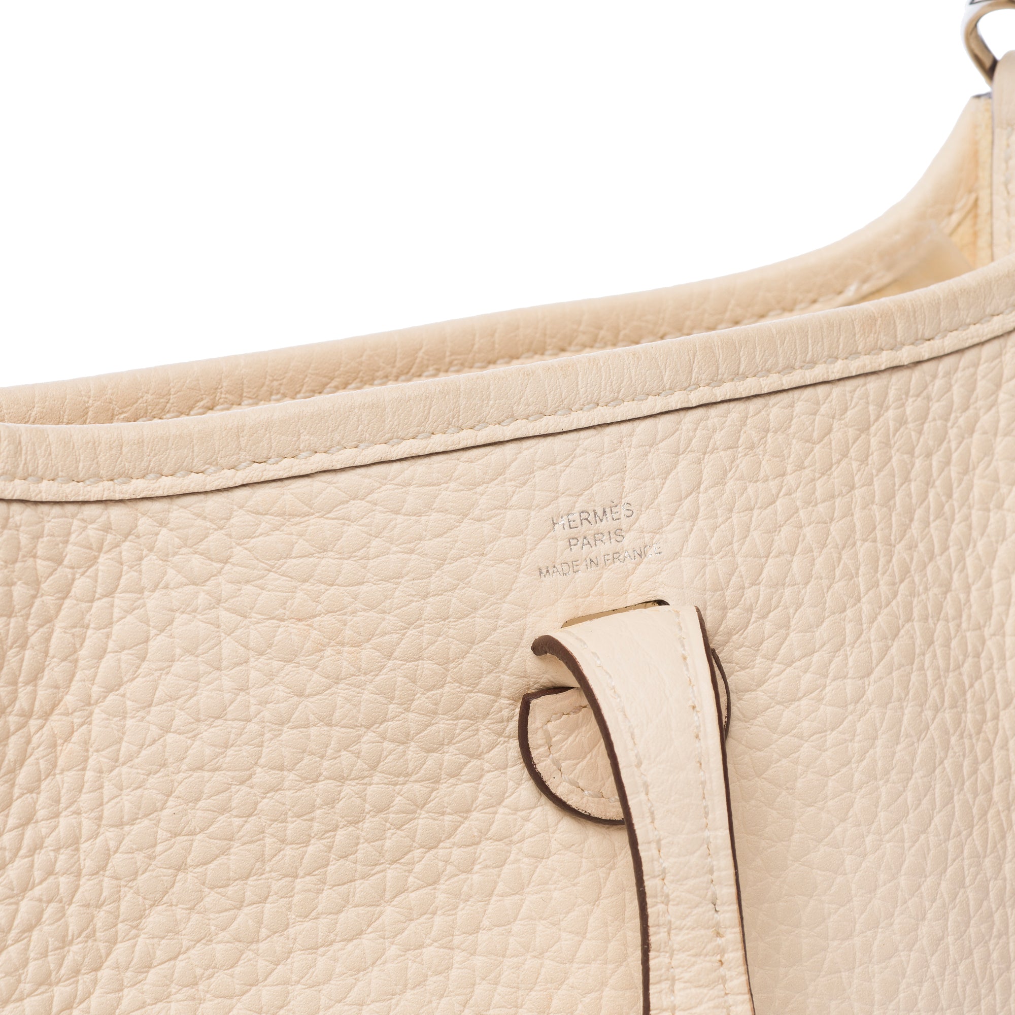 Sac HERMES Mini Evelyne en Cuir Blanc - 103768