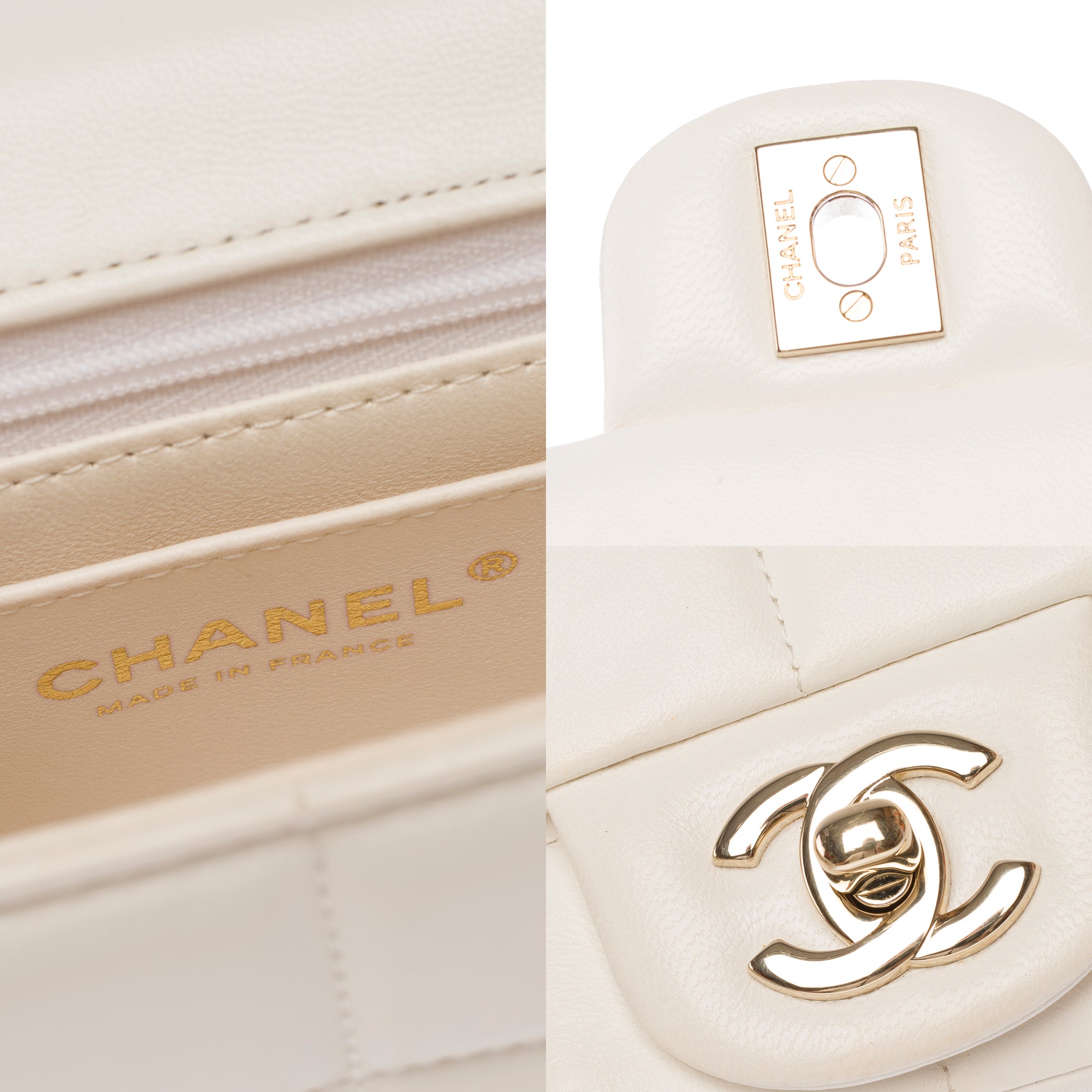 Sac CHANEL Timeless/Classique en Cuir Blanc - 103771