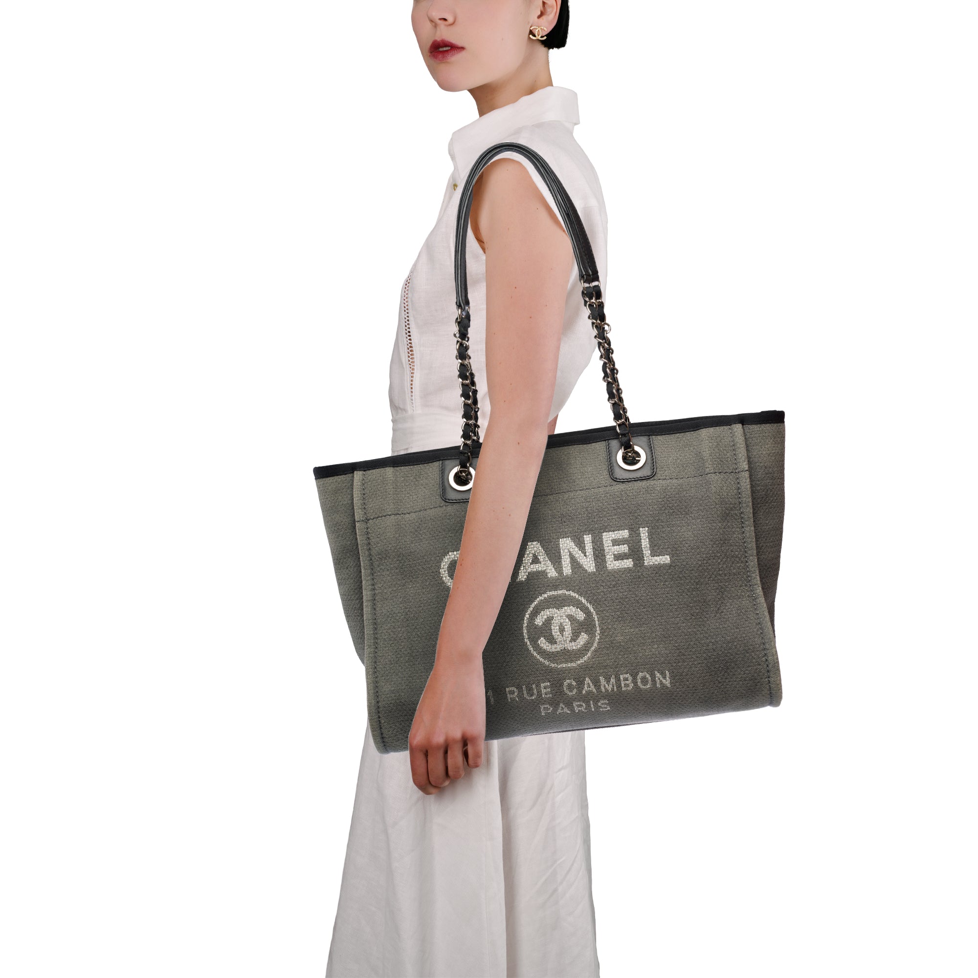 Sac CHANEL Deauville en Denim Gris - 103773