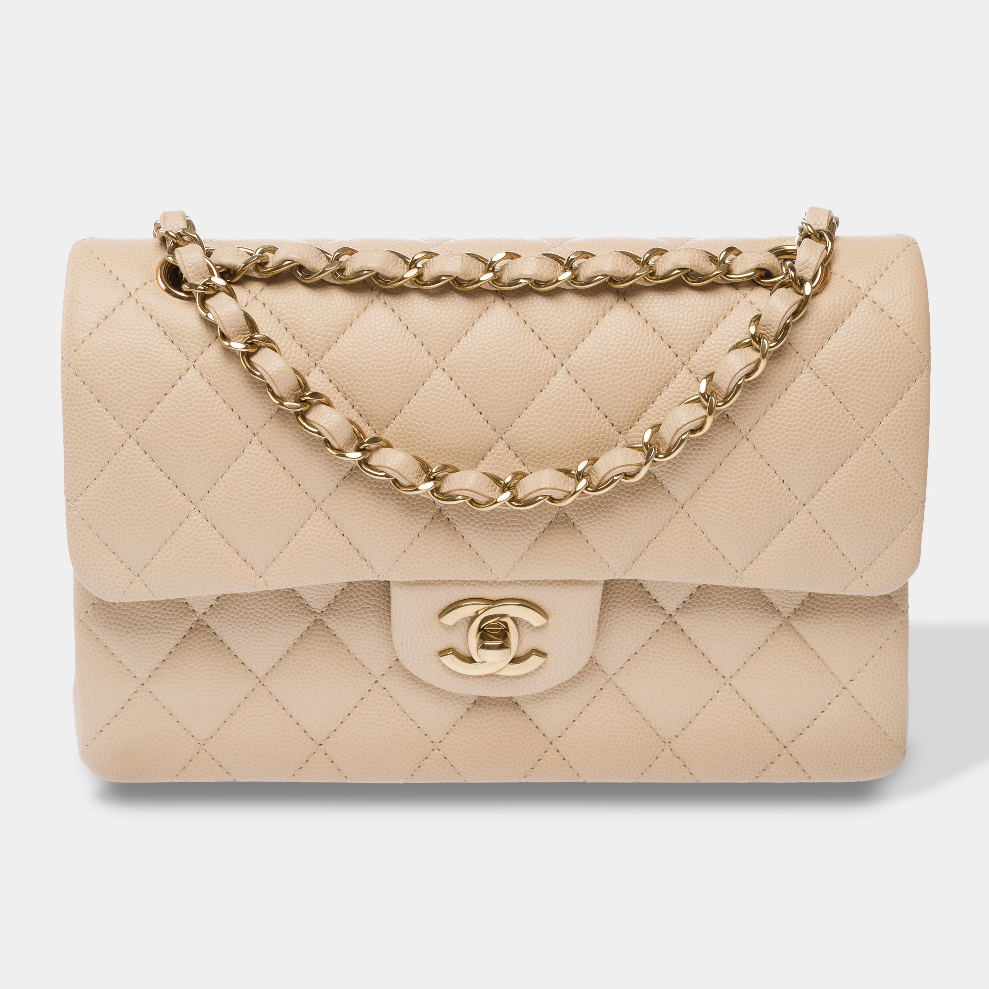 Sac CHANEL Timeless/Classique en Cuir Beige - 103775