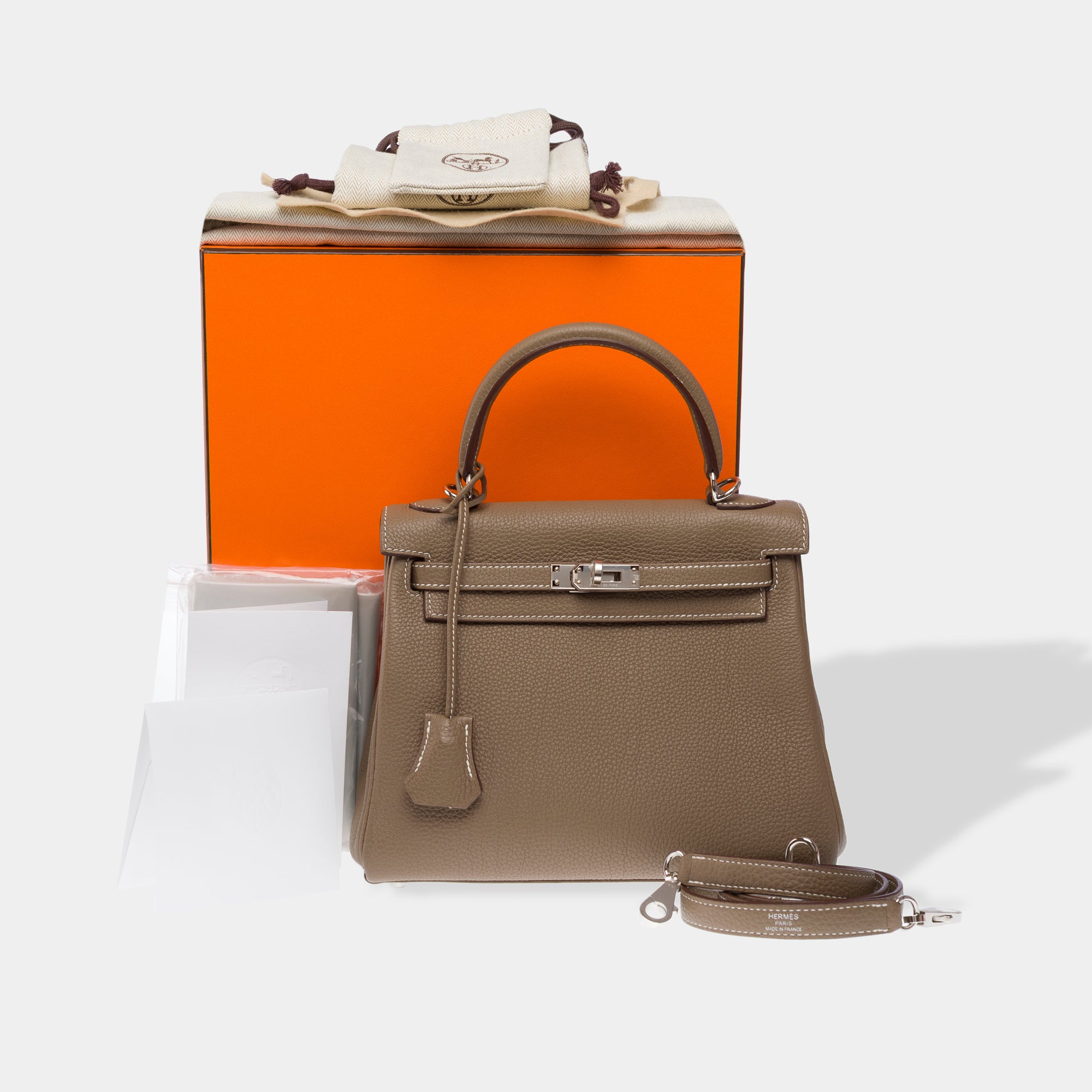 Sac HERMES Kelly 25 en Cuir Étoupe - 103789