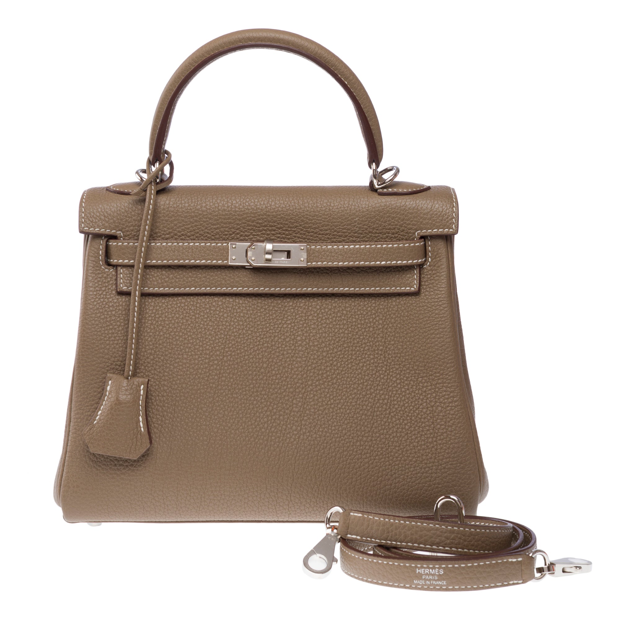 Sac HERMES Kelly 25 en Cuir Étoupe - 103789