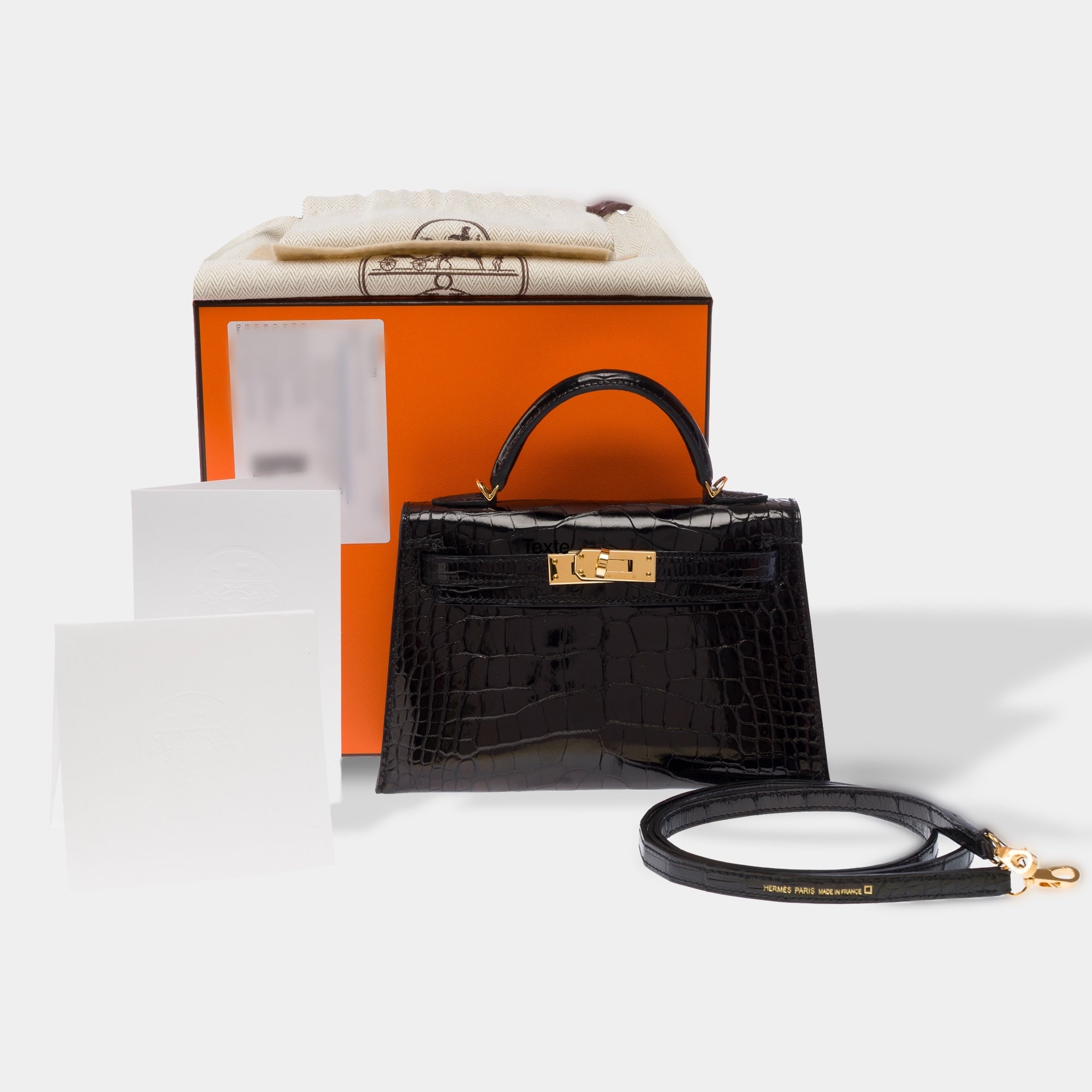 Sac HERMES Kelly Mini en Cuirs exotiques Noir - 103471
