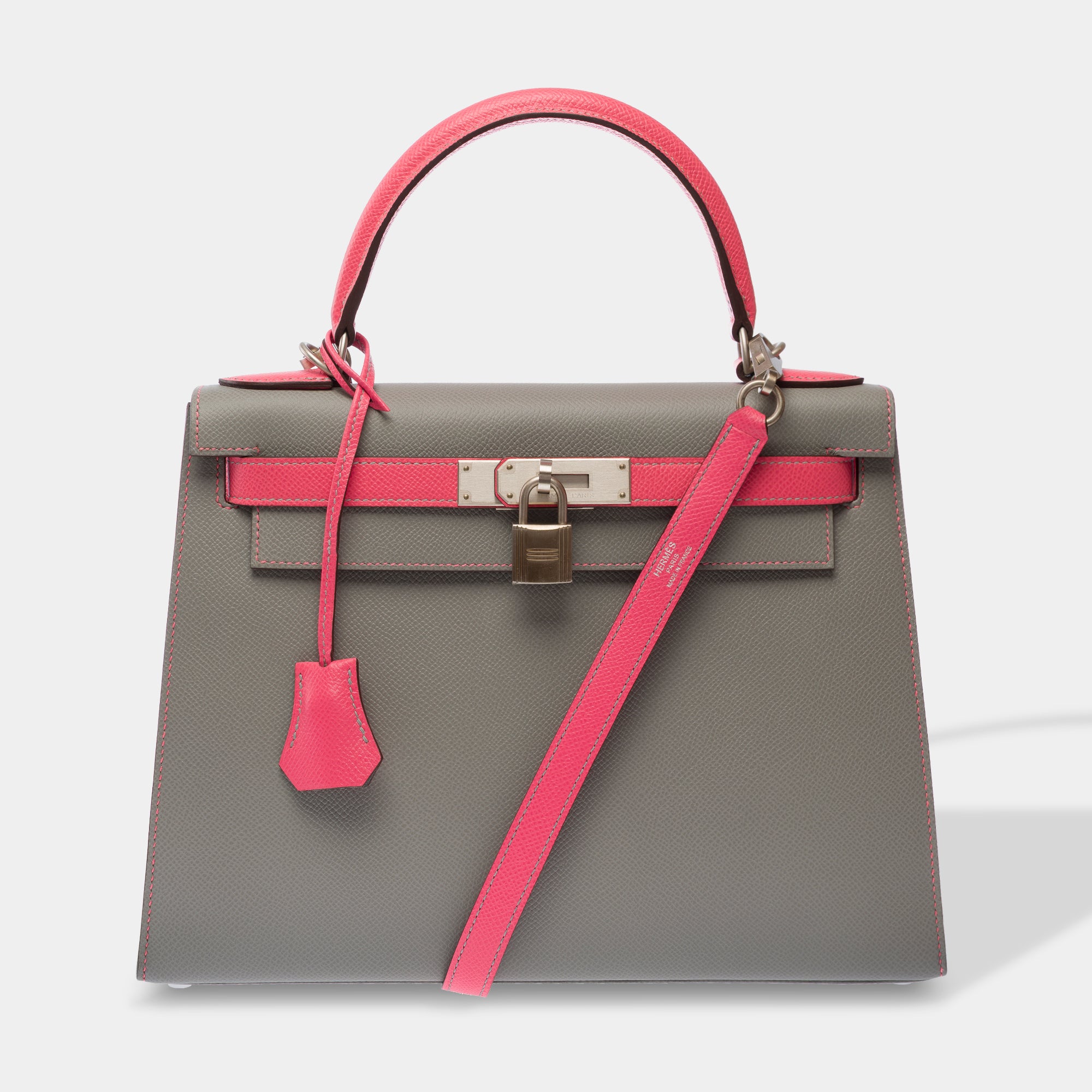 Sac HERMES Kelly 28 en Cuir Gris - 103792
