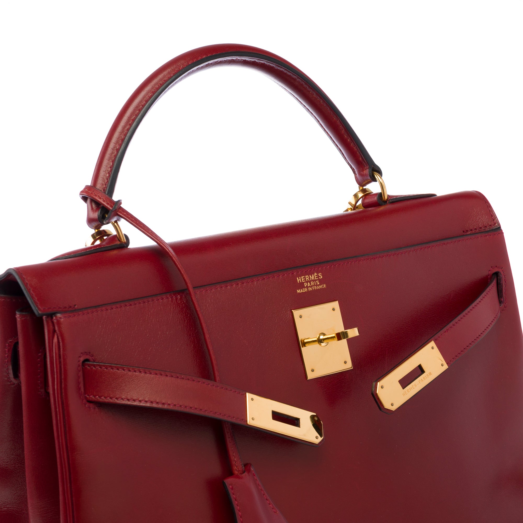 Sac HERMES Kelly 32 en Cuir Bordeaux - 103788