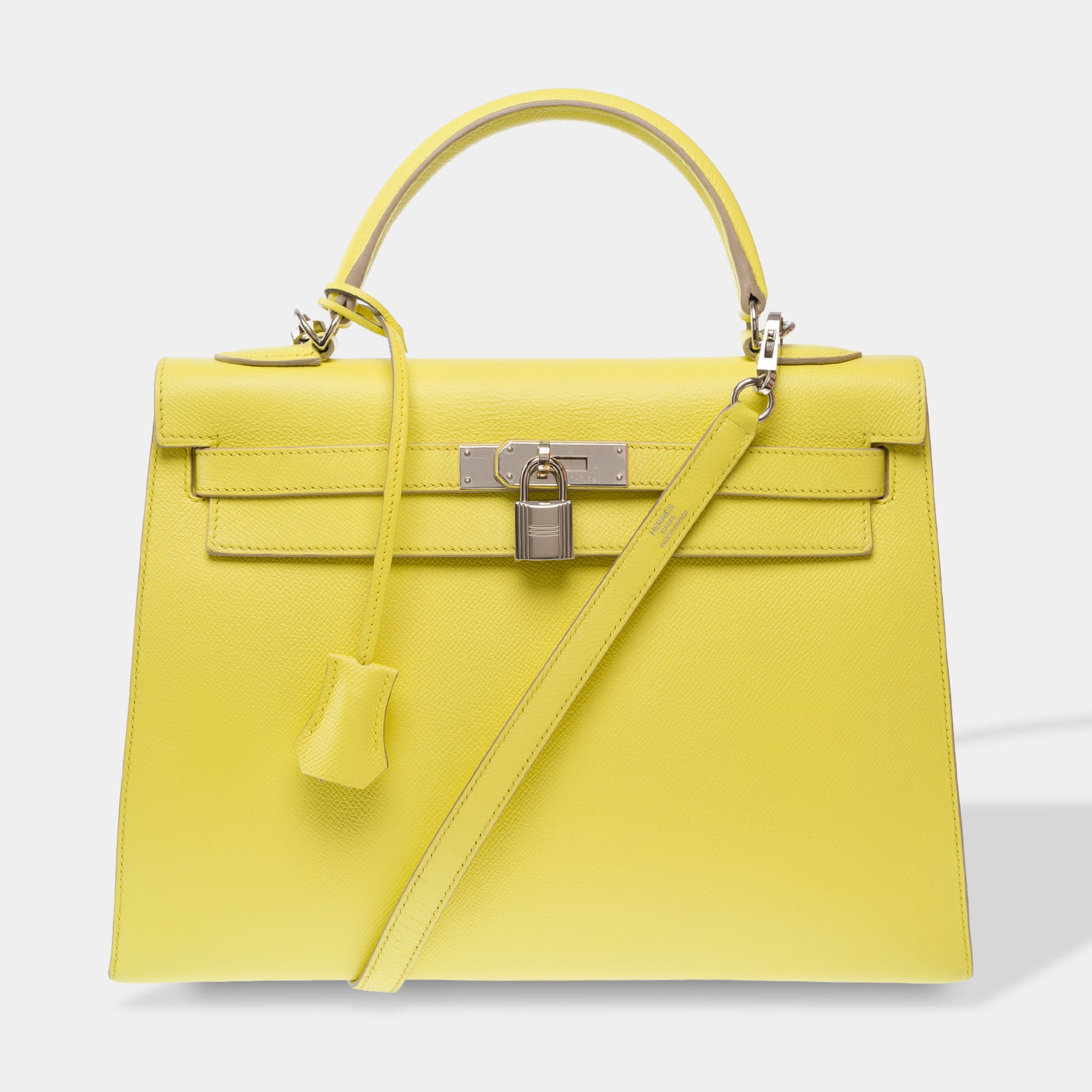 Sac HERMES Kelly 32 en Cuir Jaune - 103818