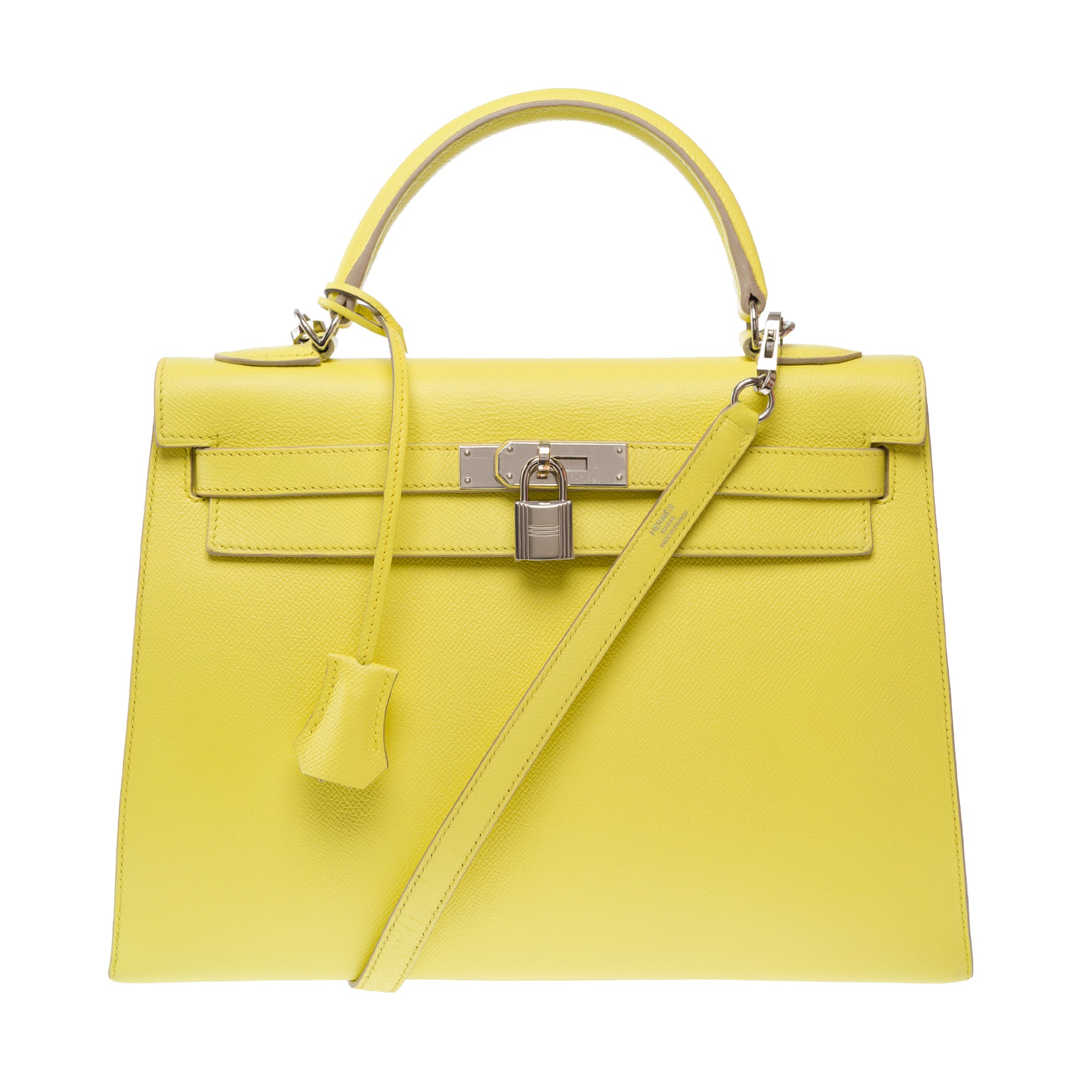 Sac HERMES Kelly 32 en Cuir Jaune - 103818