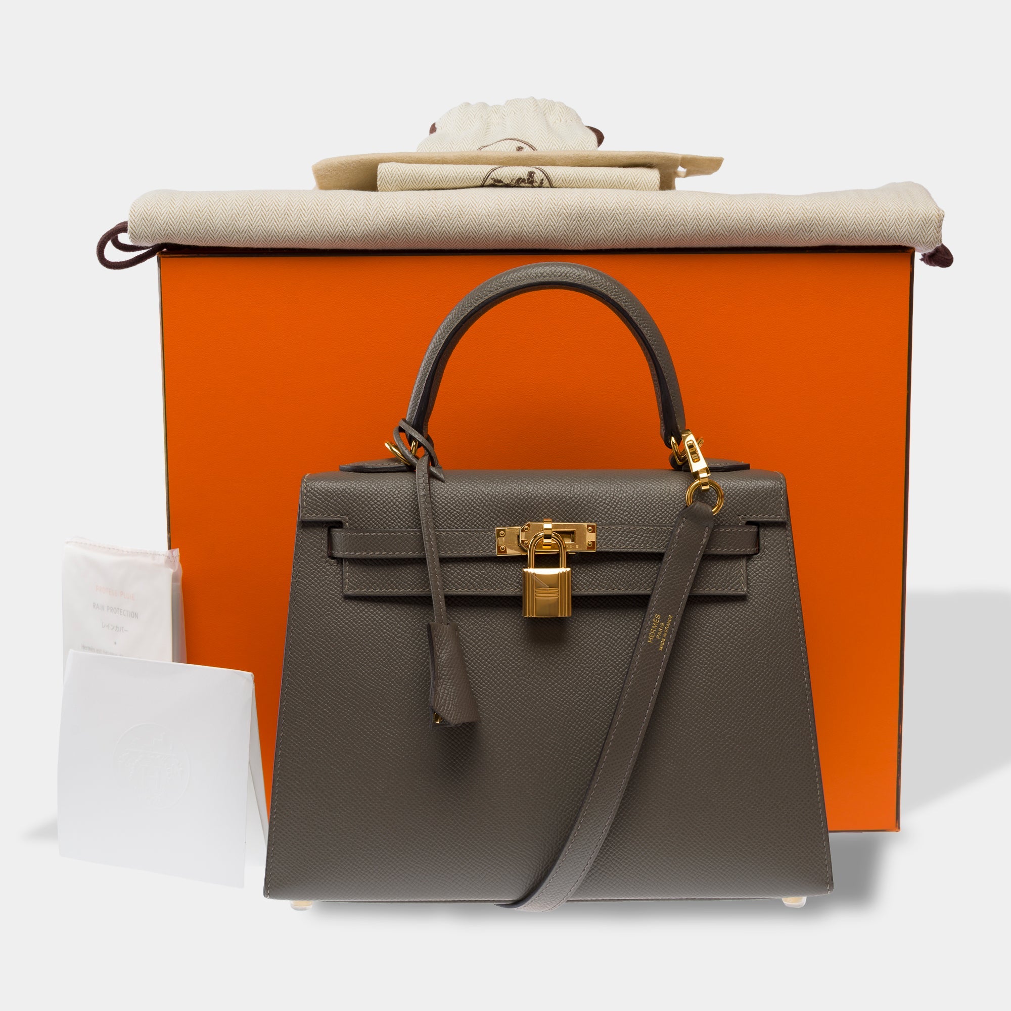 Sac HERMES Kelly 25 en Cuir Gris - 103810