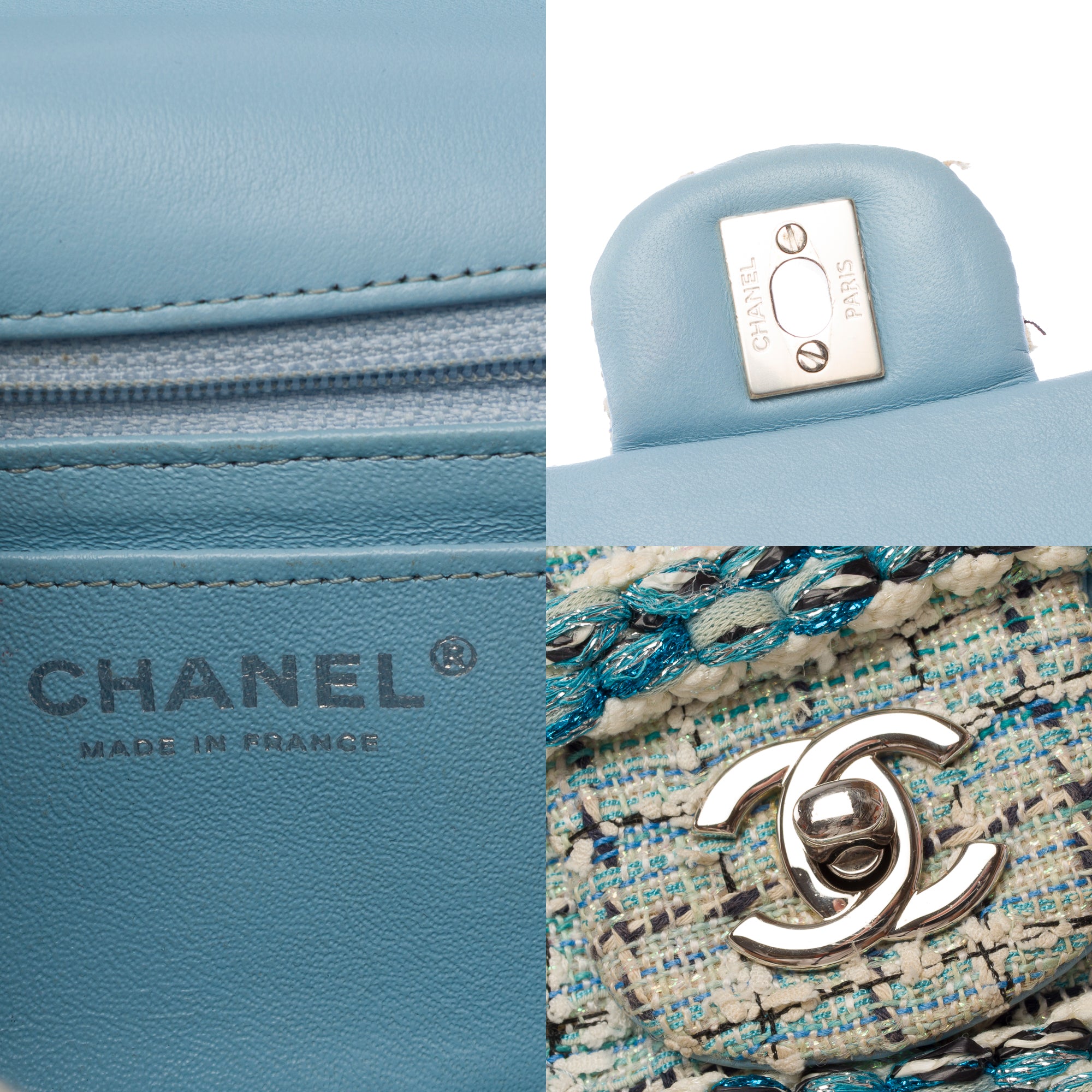 Sac CHANEL Timeless/Classique en Tweed Bleu - 103865